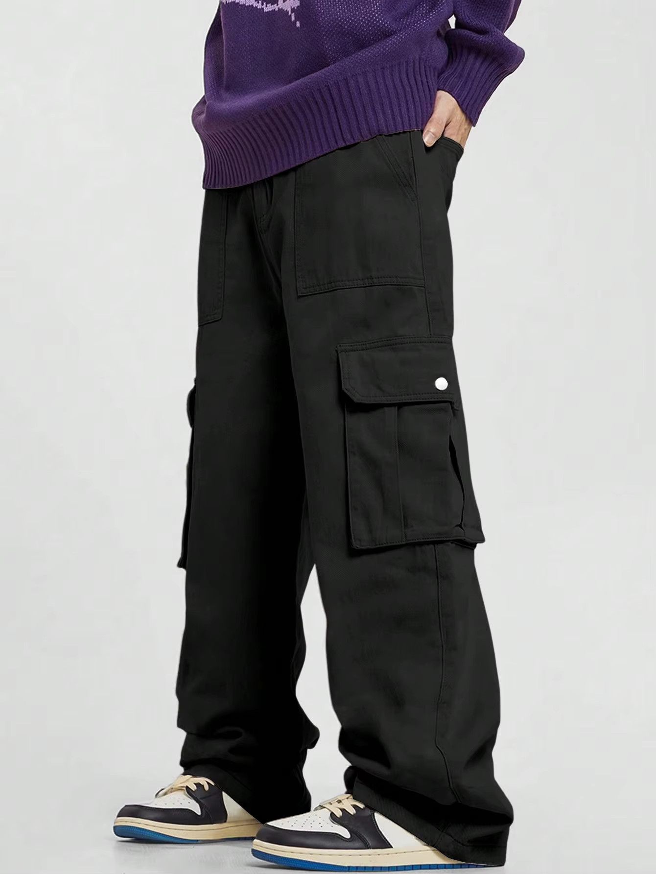 Japanese Brand Straight Leg Cargo Pants Loose Casual Outdoor Size US 33 - 2 Thumbnail