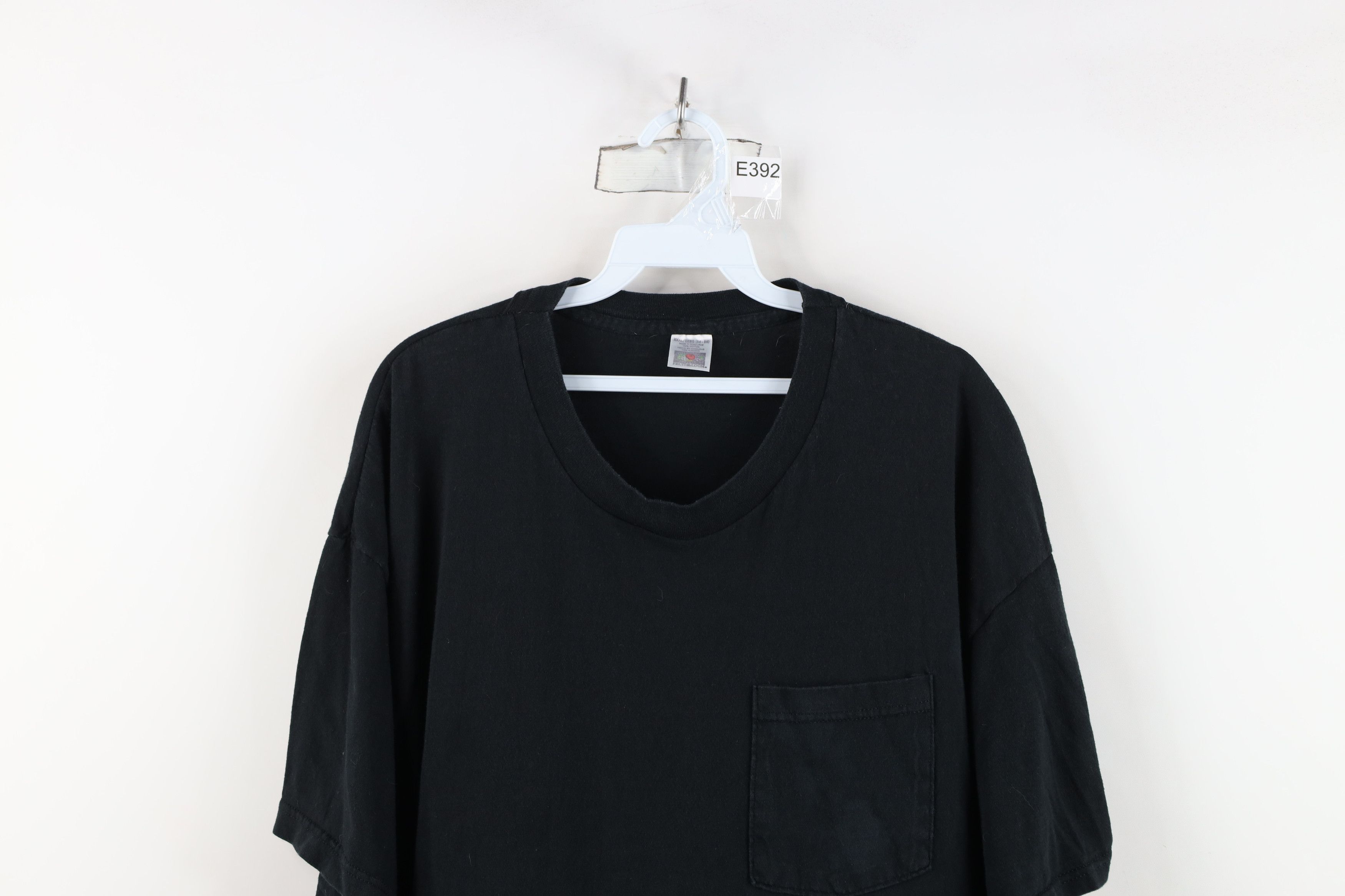 Vintage Vintage 90s Streetwear Blank Cotton Pocket T-Shirt Black Size US XXL / EU 58 / 5 - 2 Thumbnail