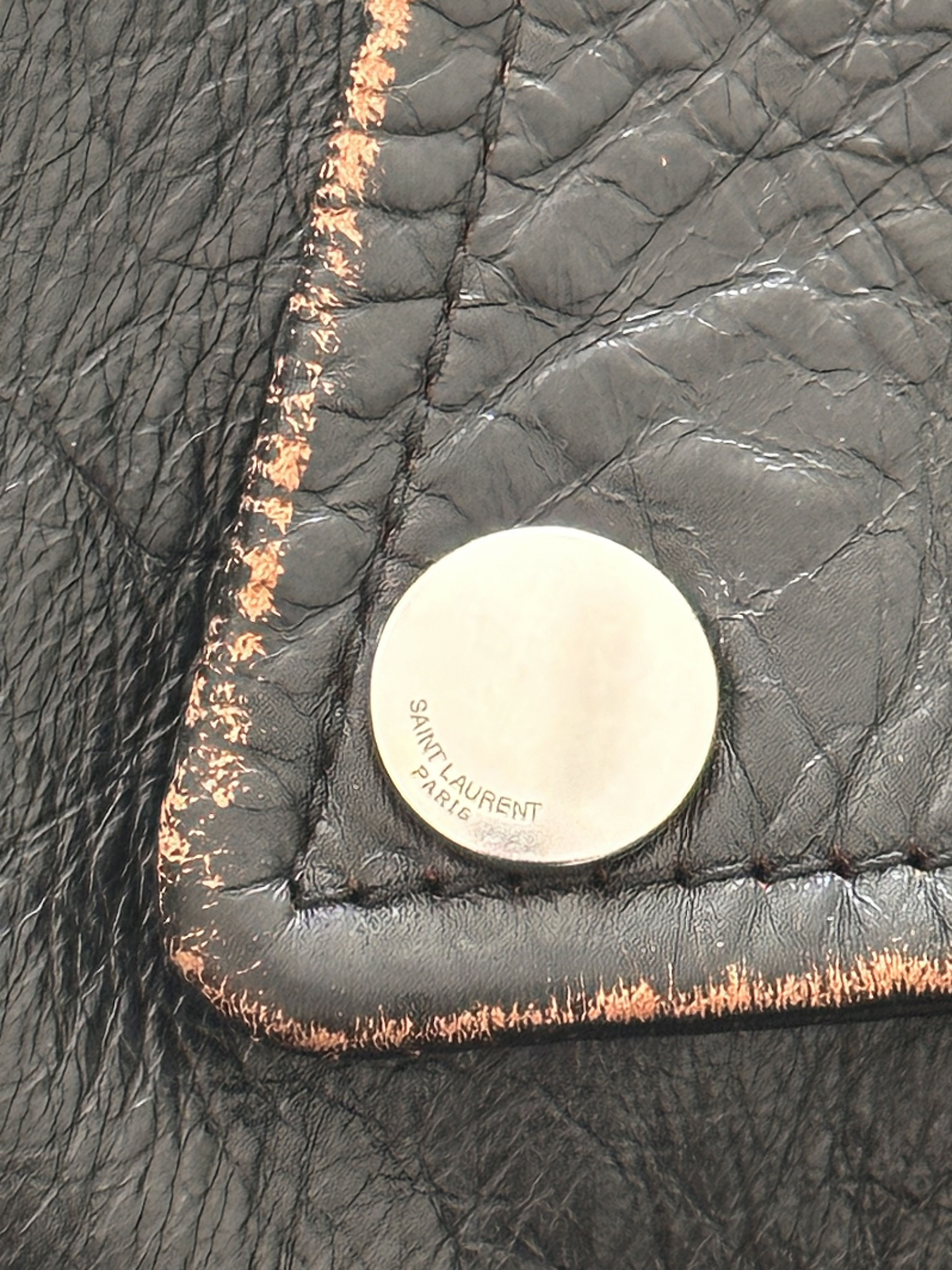 Yves Saint Laurent Saint Laurent Distressed Moto Jacket In Black Leather Size US L / EU 52-54 / 3 - 6 Thumbnail