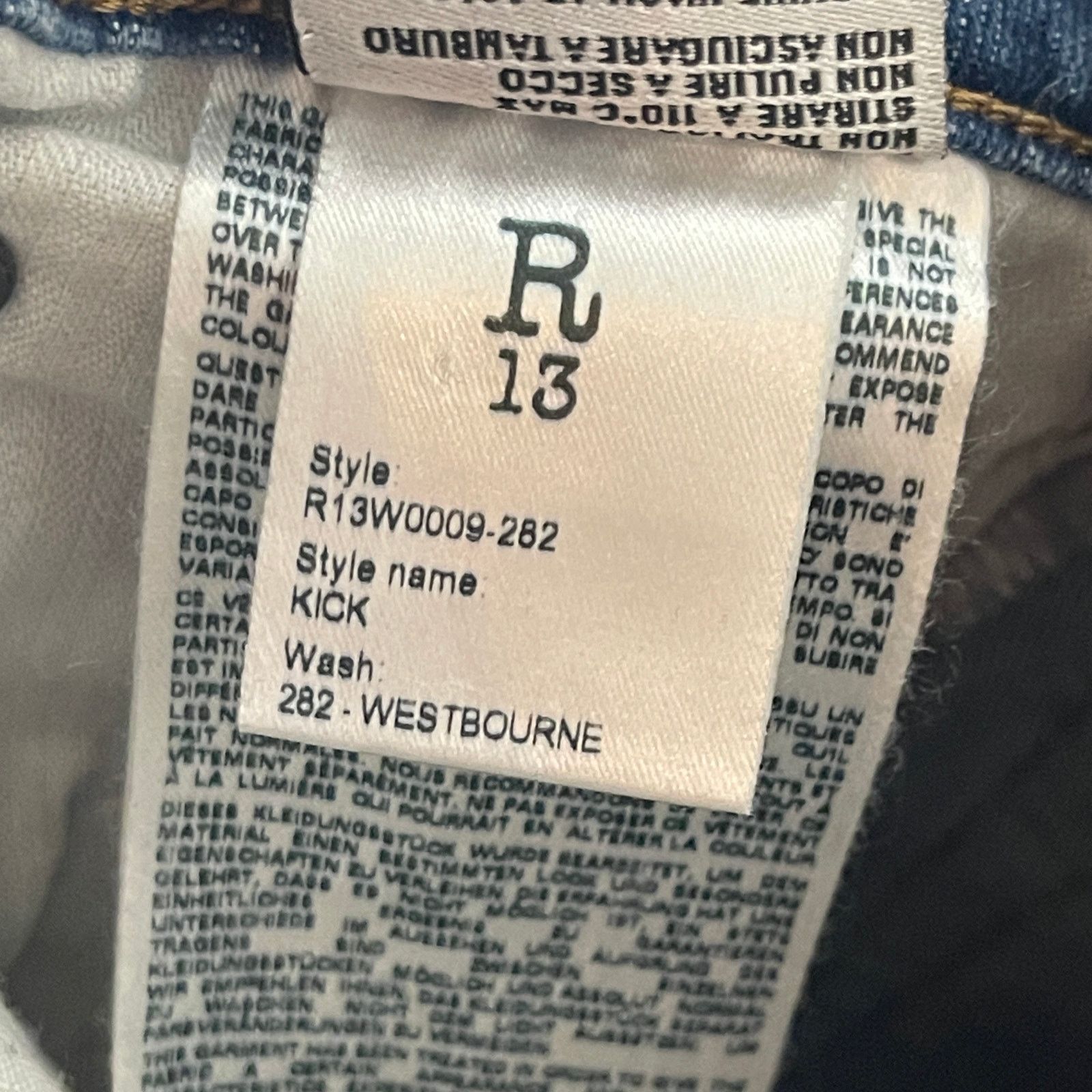 R13 R13 Blue Distressed Kick Flare Cro Jeans Sz 27 Size 27" / US 4 / IT 40 - 8 Thumbnail