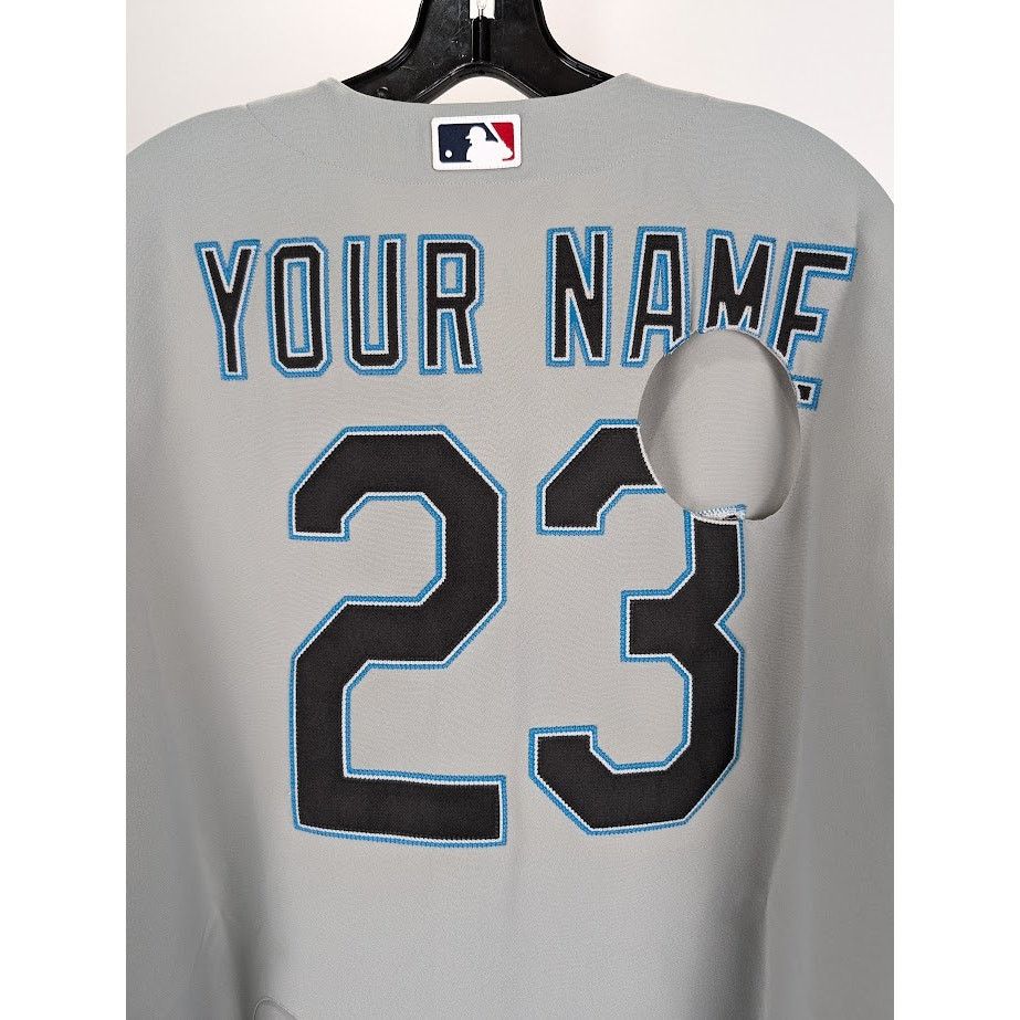 Off-White o1rshd1 MLB-Miami Marlin Cheese Shirt in Grey/Black/Blue Size US M / EU 48-50 / 2 - 13 Thumbnail