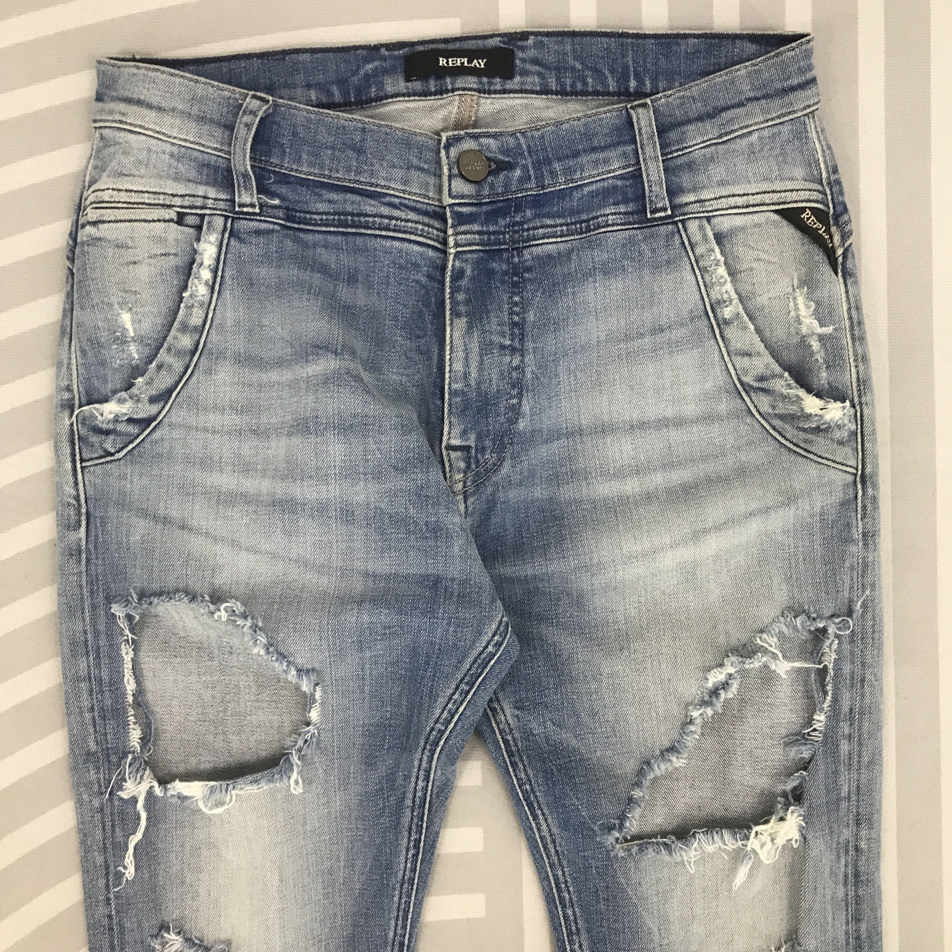 Replay × Vintage Replay Skinny Ripped Distressed Denim pants Size US 27 - 2 Thumbnail