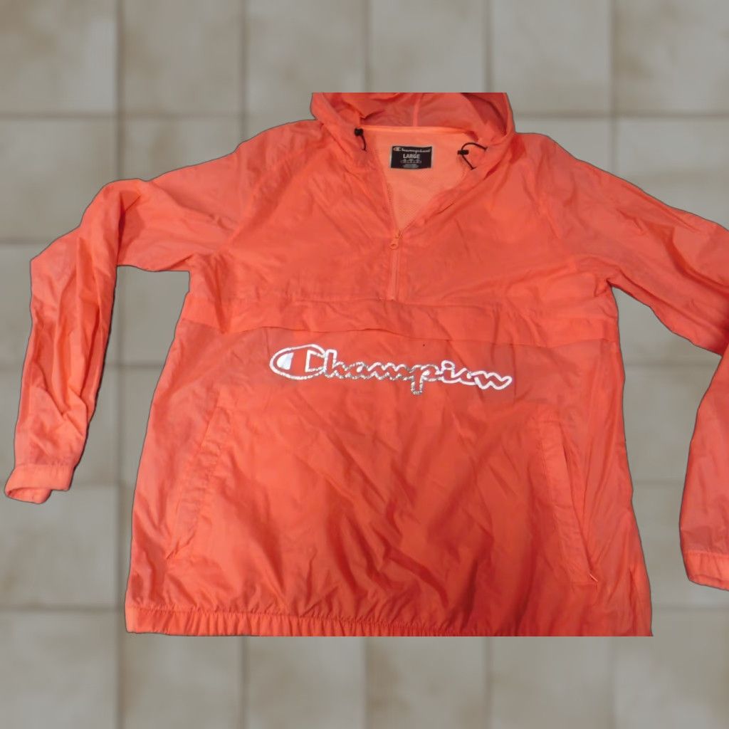 Champion VINTAGE Champion Jacket Mens L pink lightweight windbreaker logo Zip Mid-Length Casual Mens Size US L / EU 52-54 / 3 - 1 Thumbnail