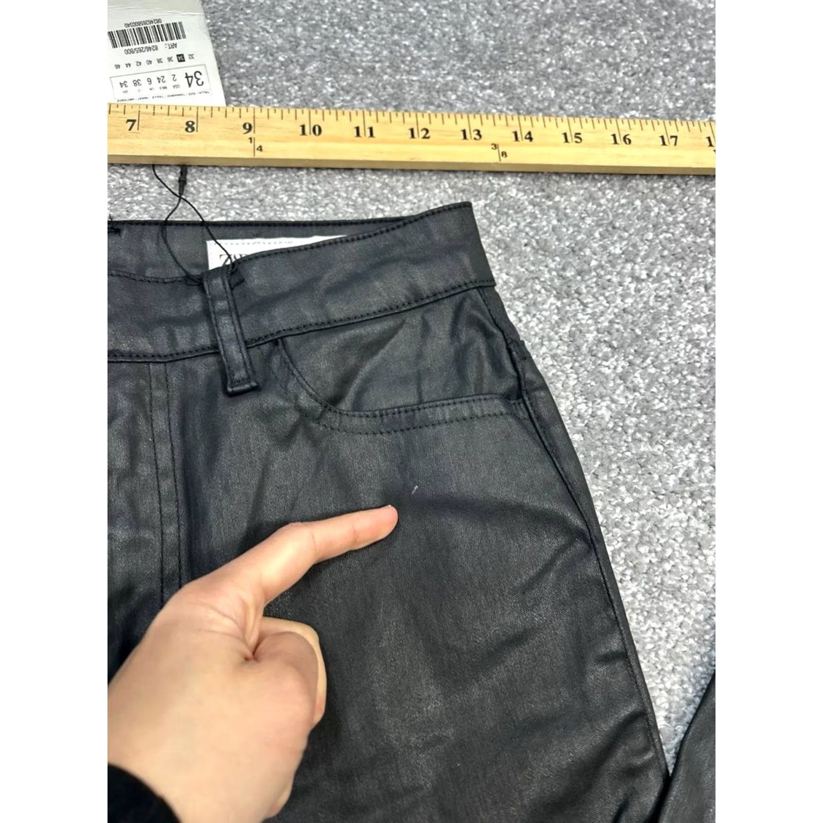 Zara Zara Coat Womens 2 Black The Coated Slim Jeans Cotton Stretch High Rise Skinny 25x30 Size 26" / US 2 / IT 38 - 7 Thumbnail