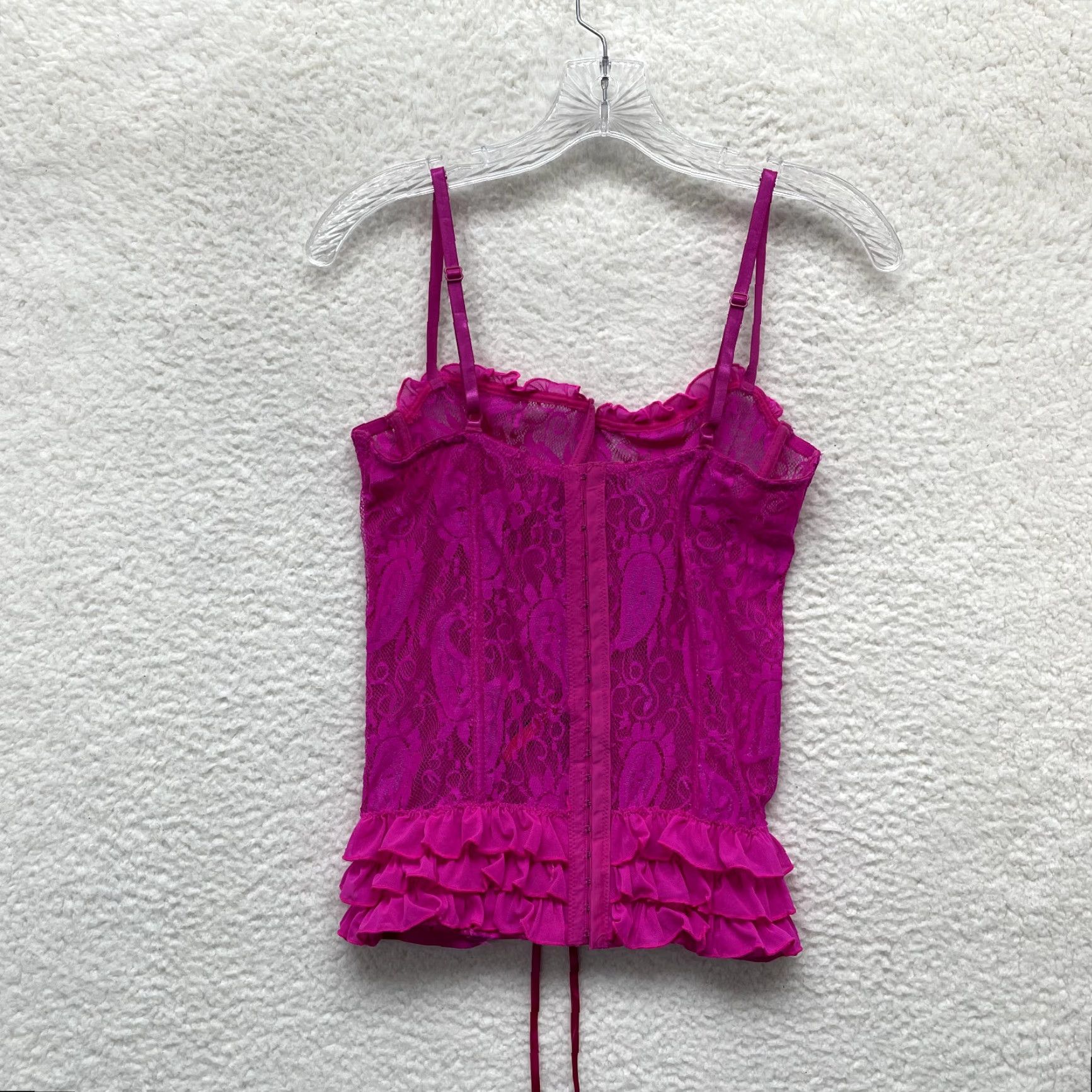 Pinko VINTAGE Corset Top Womens L Pink Y2K Bustier Boned Lace-Up Edwardian Sexy Size L / US 10 / IT 46 - 2 Thumbnail