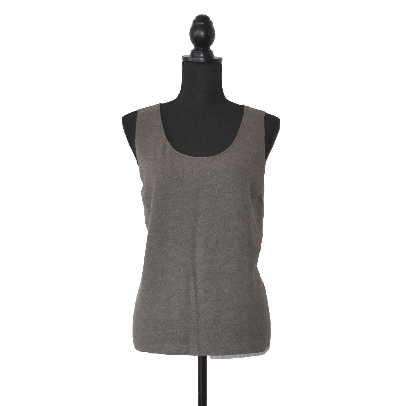 Eileen Fisher EILEEN FISHER Brown Wool Knit Scoop Neck Tank Top Size L Size L / US 10 / IT 46 - 1 Thumbnail