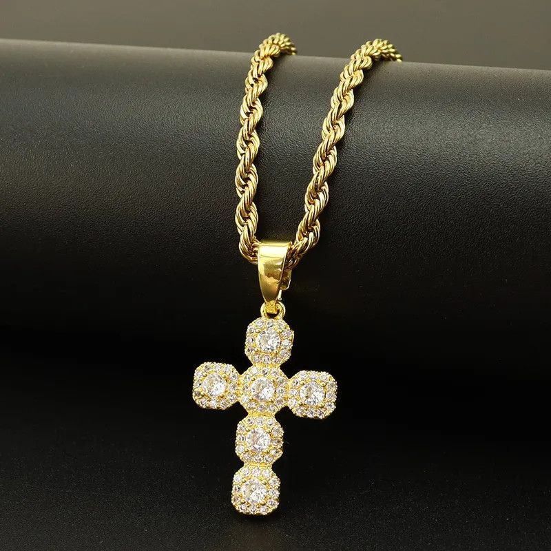 Vintage Copper Inlaid Zircon Cross Pendant Necklace Size ONE SIZE - 1 Thumbnail