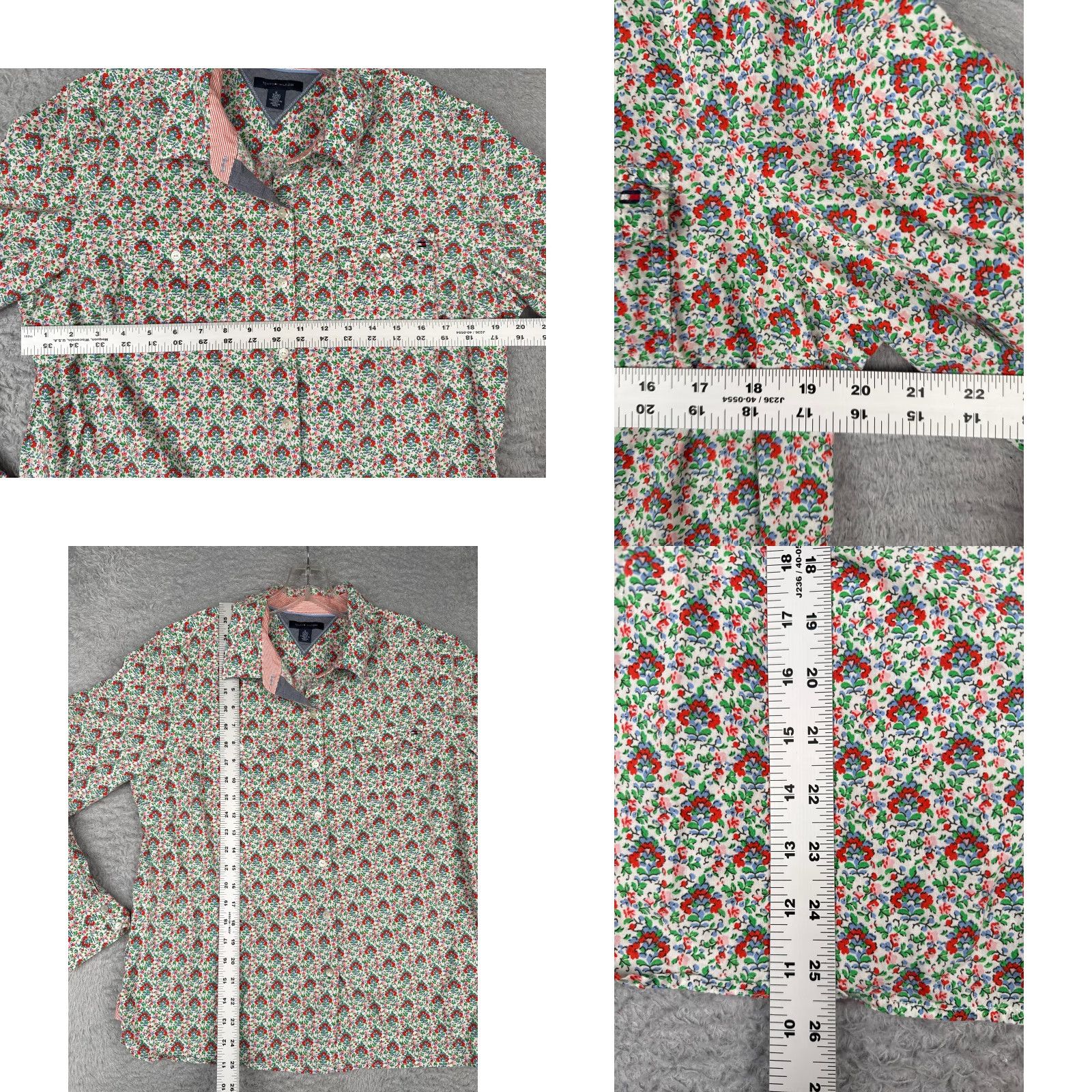 Tommy Hilfiger Tommy Hilfiger Shirt Adult XL White Floral 100% Cotton Long Sleeve Button-Up Womens Regular Size XL / US 12-14 / IT 48-50 - 8 Thumbnail