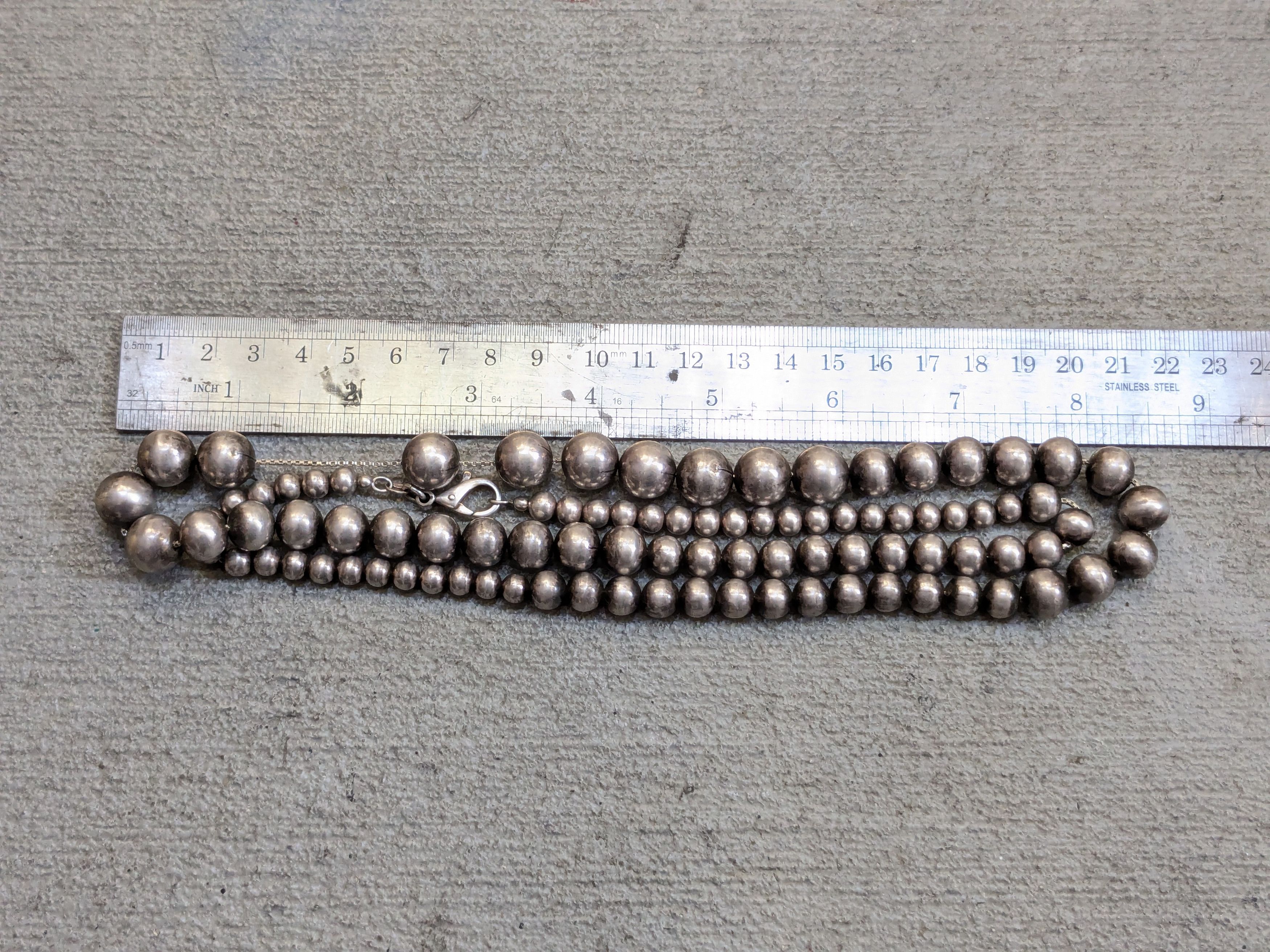 Sterling Silver Sterling Silver Necklace Ball Round Graduated Beads 32" Size ONE SIZE - 12 Thumbnail