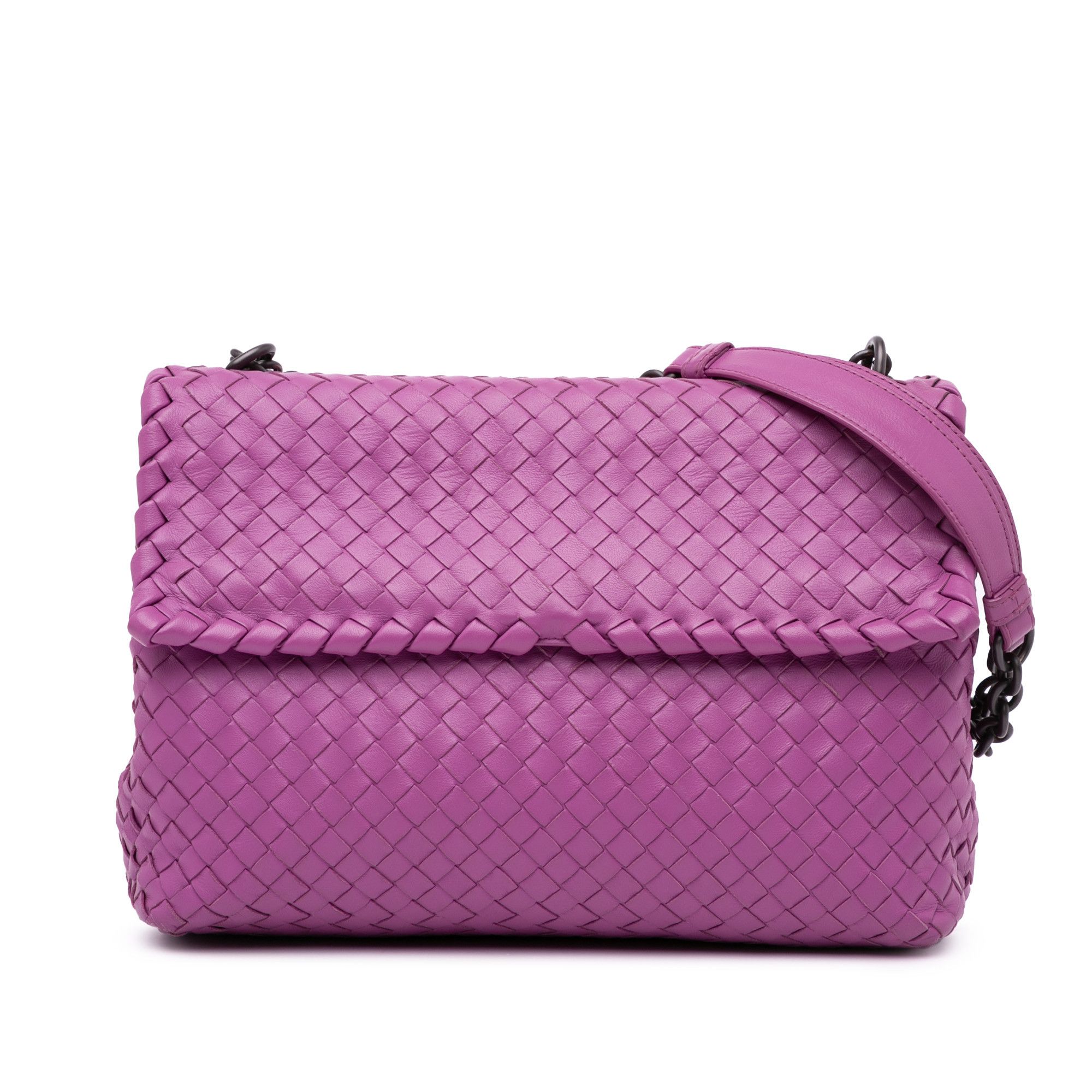 Bottega Veneta Medium Nappa Intrecciato Olimpia Shoulder Bag in Purple, Women's