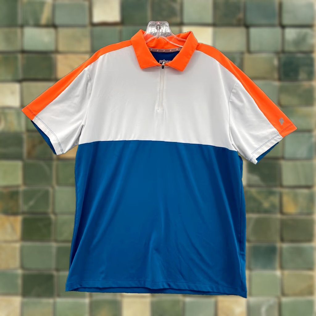 Prince Prince 1/4 Zip Polo Pullover Men's Medium Blue Orange Sportswear Tennis Core Ace Shirt Size US M / EU 48-50 / 2 - 1 Thumbnail