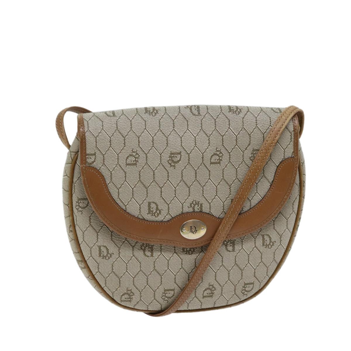 DIOR Honeycomb Canvas Shoulder Bag Pvc Leather Beige