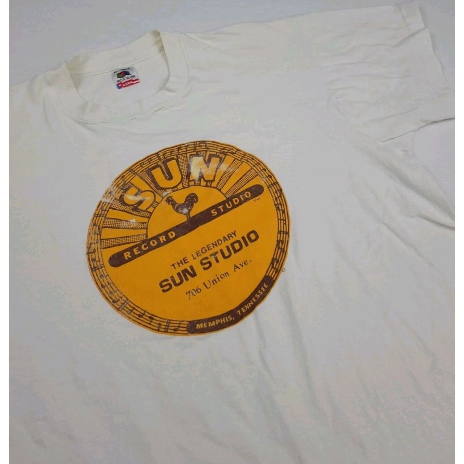 Fruit Of The Loom VINTAGE Sun Record Studio Memphis Tennessee T Shirt USA White Short Sleeve Crew Neck Men L Size US L / EU 52-54 / 3 - 2 Thumbnail