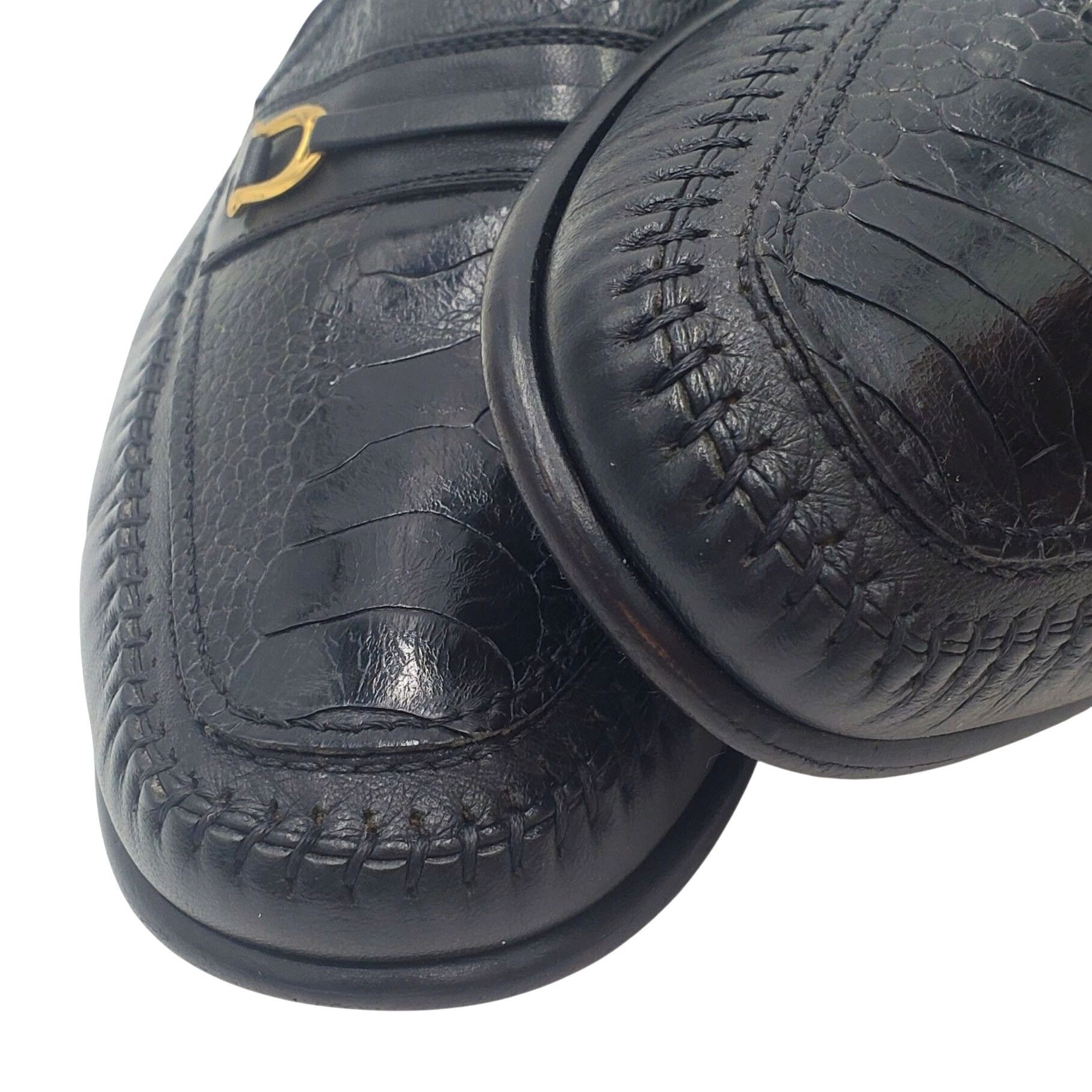 David Eden David Eden Men's size 13 Black Ostrich Leather Horse bit loa Size US 13 / EU 46 - 4 Thumbnail