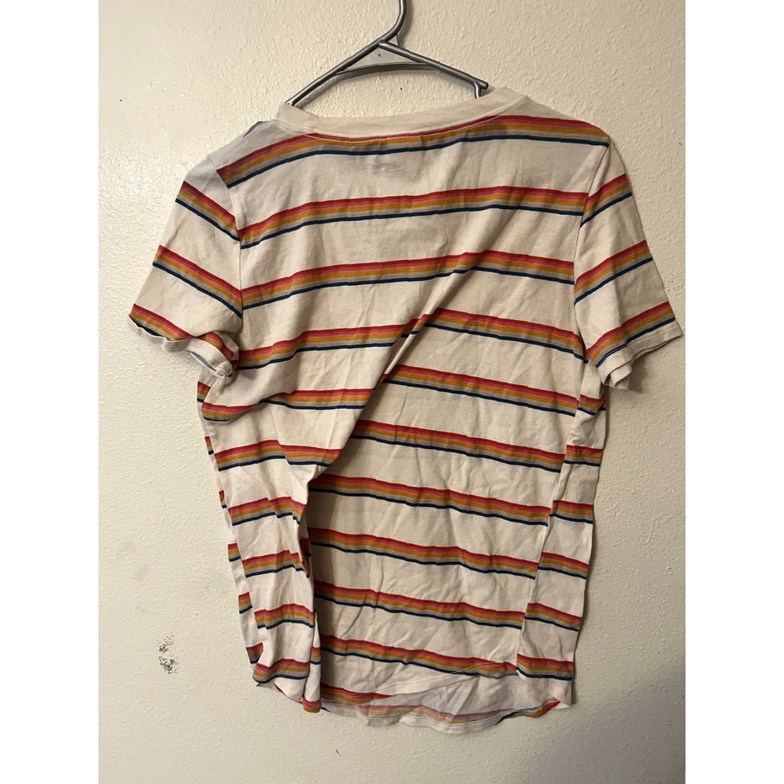 Pinko PINK T-Shirt Women M White Rainbow Stripes Crew Neck Logo Graphic Casual Shirt Size M / US 6-8 / IT 42-44 - 2 Thumbnail