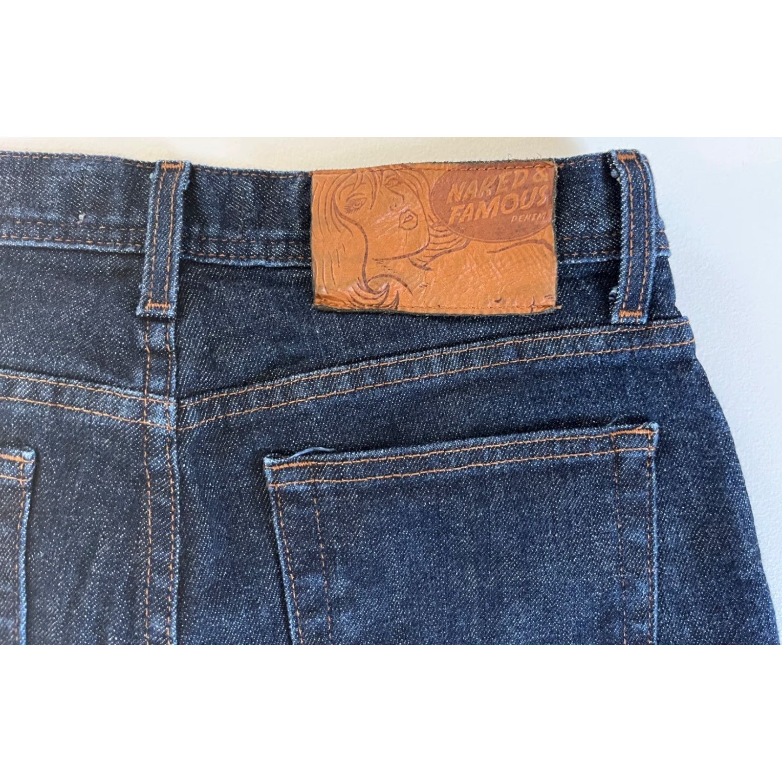 Vintage Naked & Famous Denim Weird Guy Stretch Selvedge Jeans Mens 30 Blue Denim 5-Pocket City Classic Straight Jeans Size US 30 / EU 46 - 7 Thumbnail