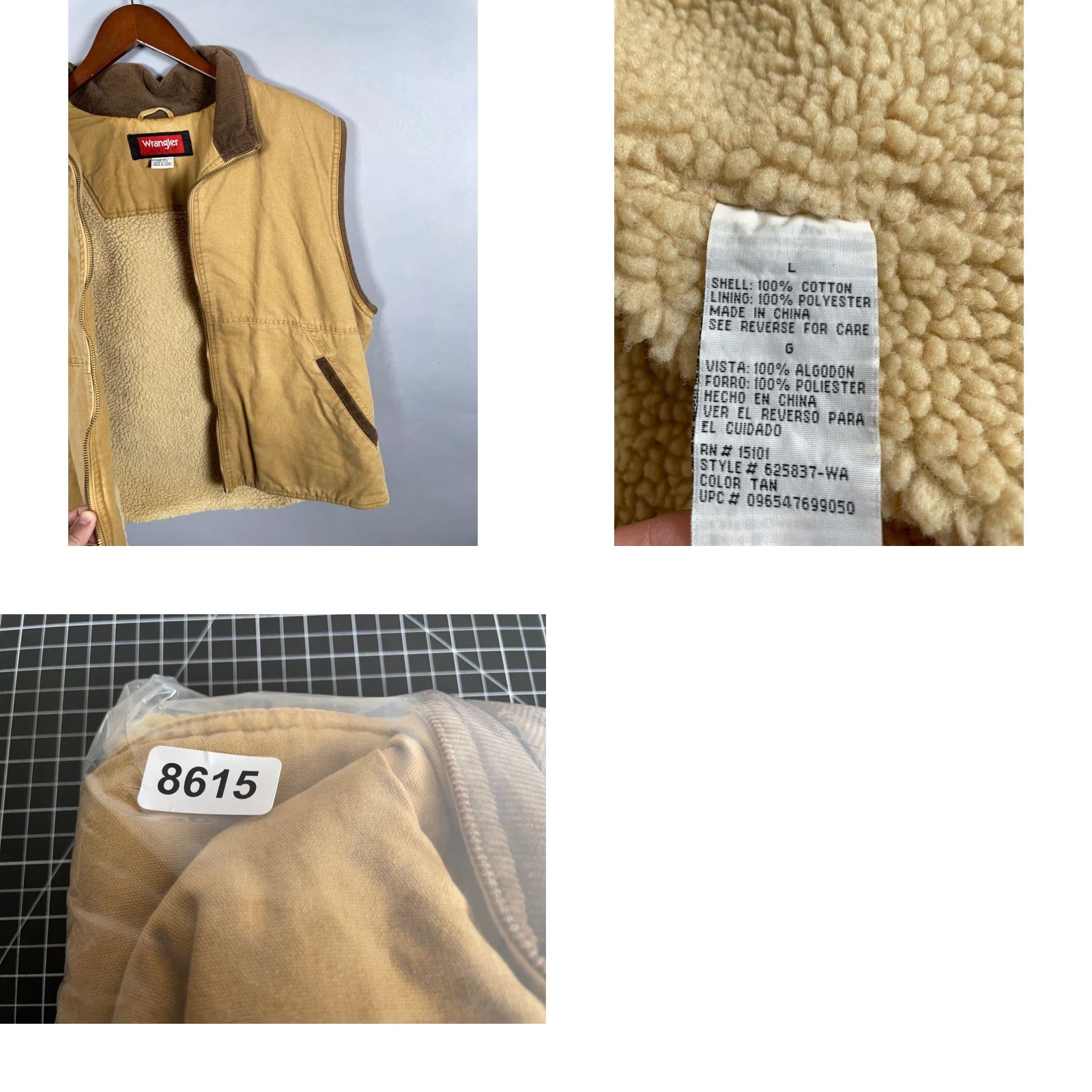 Wrangler Wrangler Hero Sherpa Lined Canvas Vest Adult Large Brown Corduroy Collar Zip Up Size US L / EU 52-54 / 3 - 8 Thumbnail