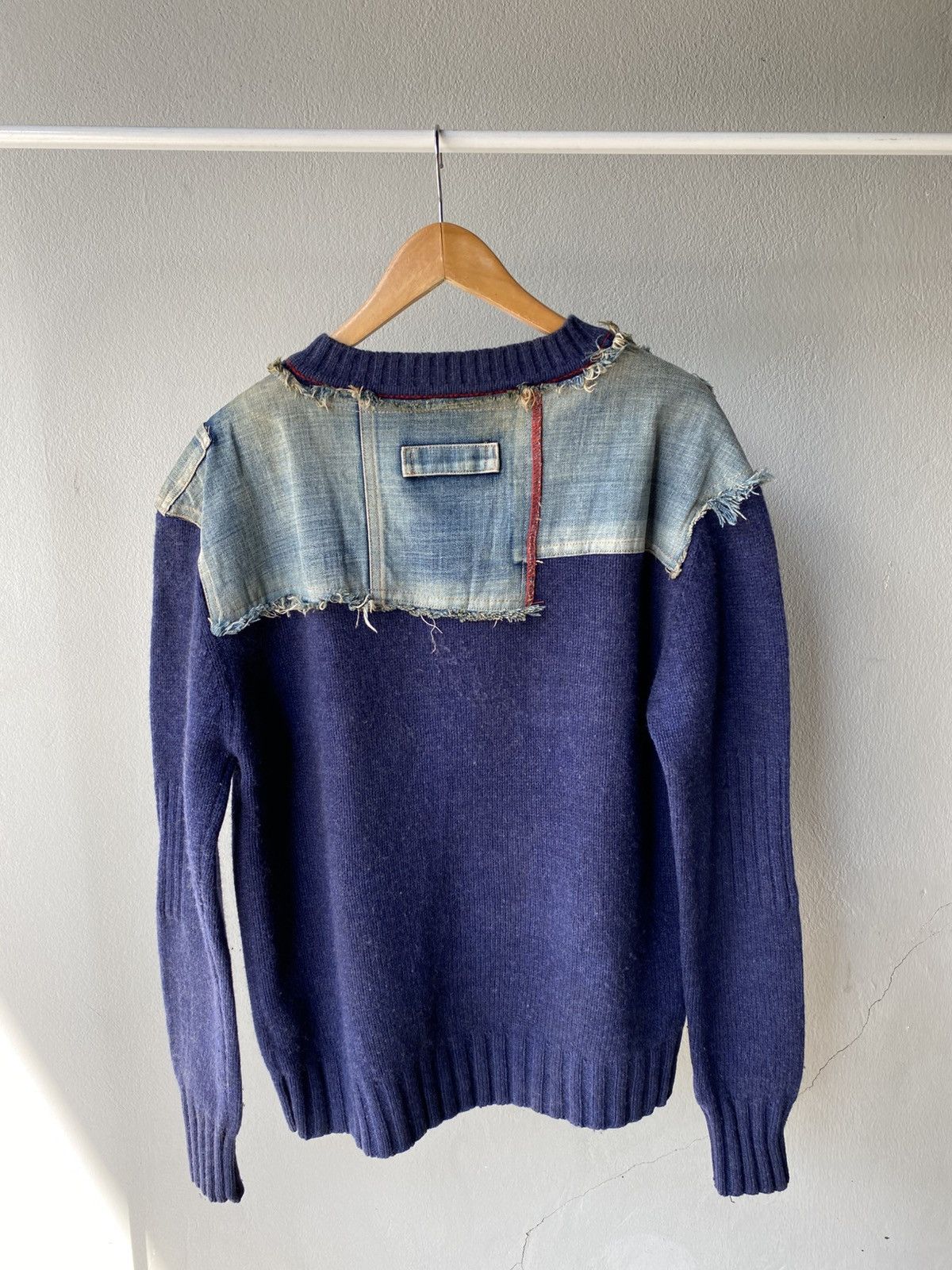 Darn Tough × Designer TOUGH JEANS Indigo Denim Patch Knit Size US XL / EU 56 / 4 - 8 Thumbnail