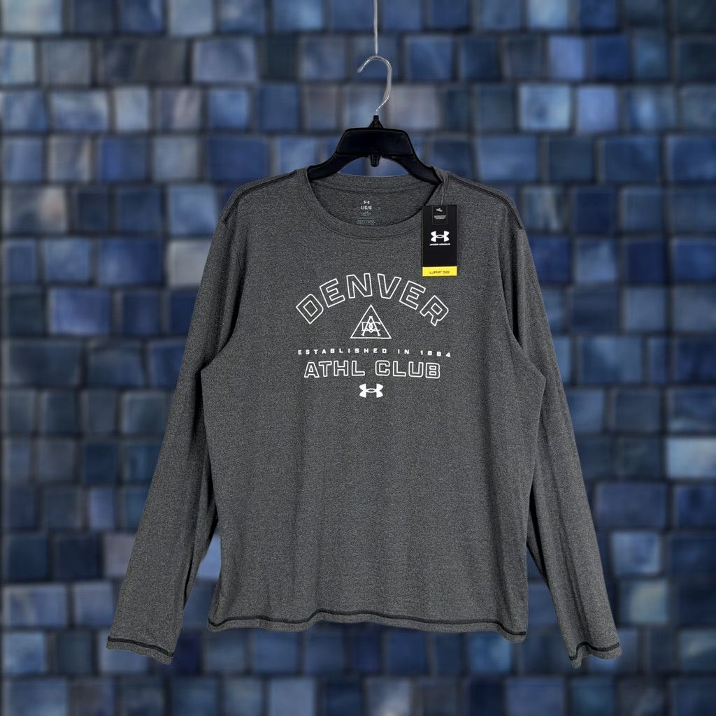 Under Armour Under Armour Shirt Mens Large Gray Denver Athl Club UPF 50 Long Sleeve Sun Shirt Mens Large Gray Athletic UV Protection Gym & Training Women? Size US L / EU 52-54 / 3 - 1 Thumbnail