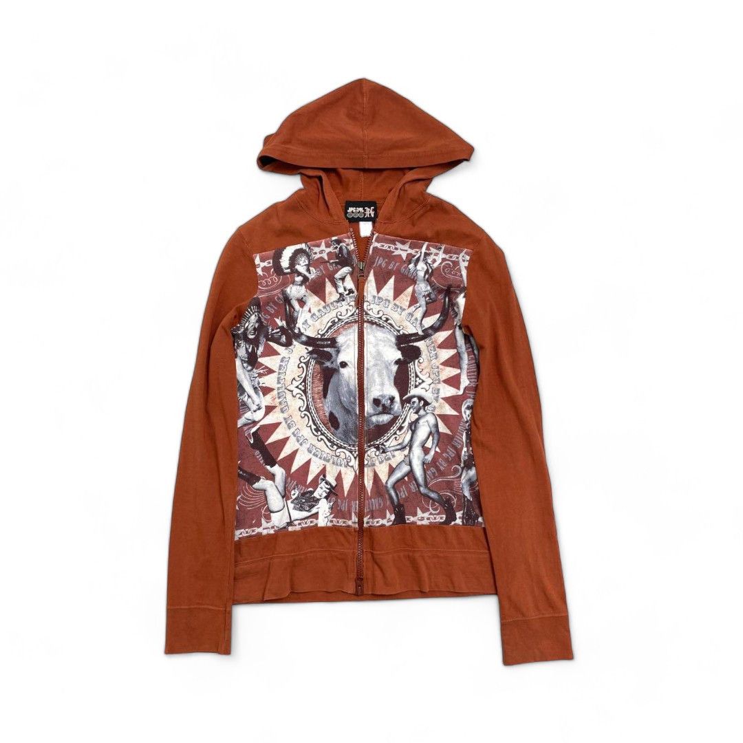 image of Jean Paul Gaultier - M Zip-Hoodie Red Vintage 90's Jpg Y2K, Men's (Size Medium)
