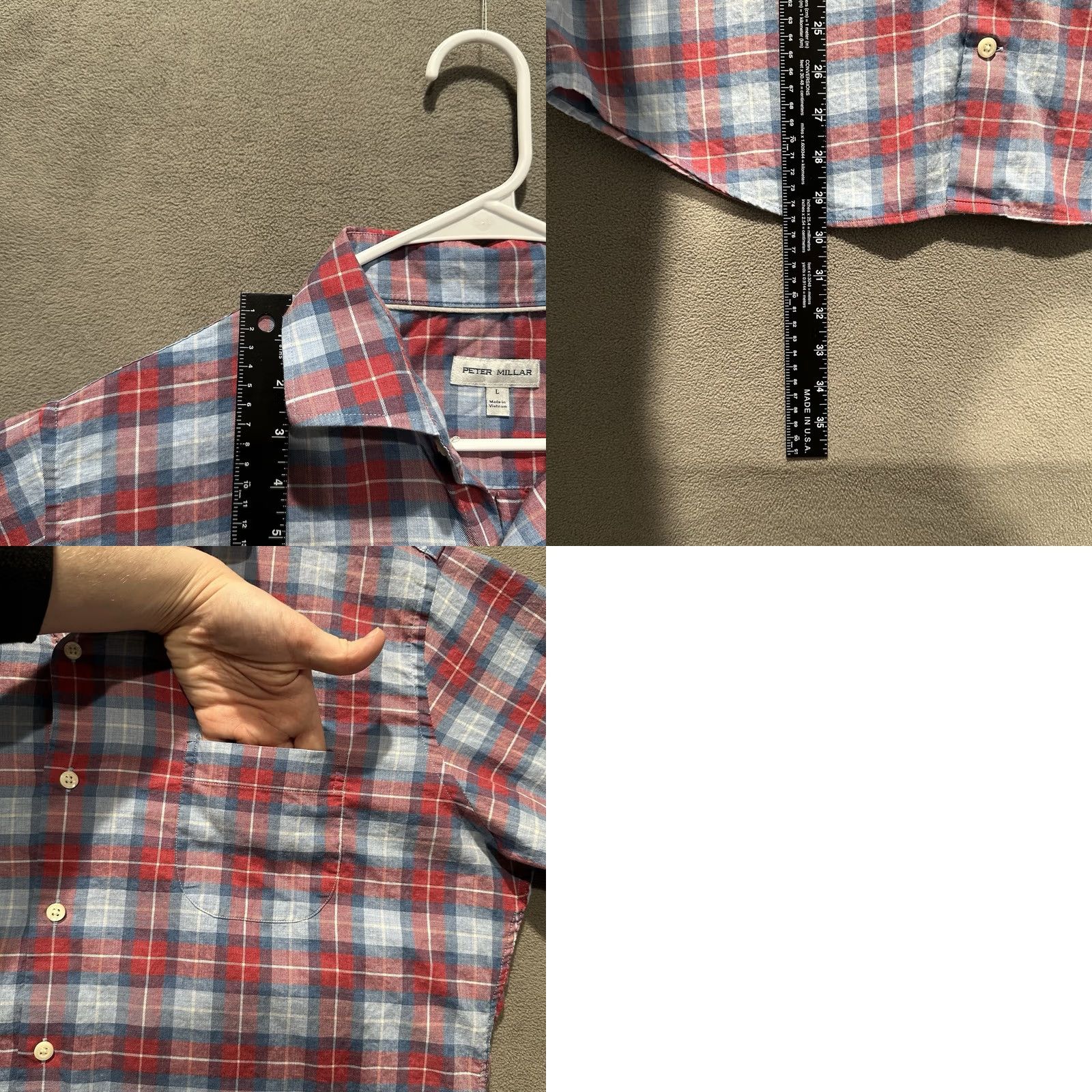 Peter Millar Peter Millar Shirt Mens Large Red Blue Plaid Alton Cotton Sport MS23W03LTS Size US L / EU 52-54 / 3 - 8 Thumbnail