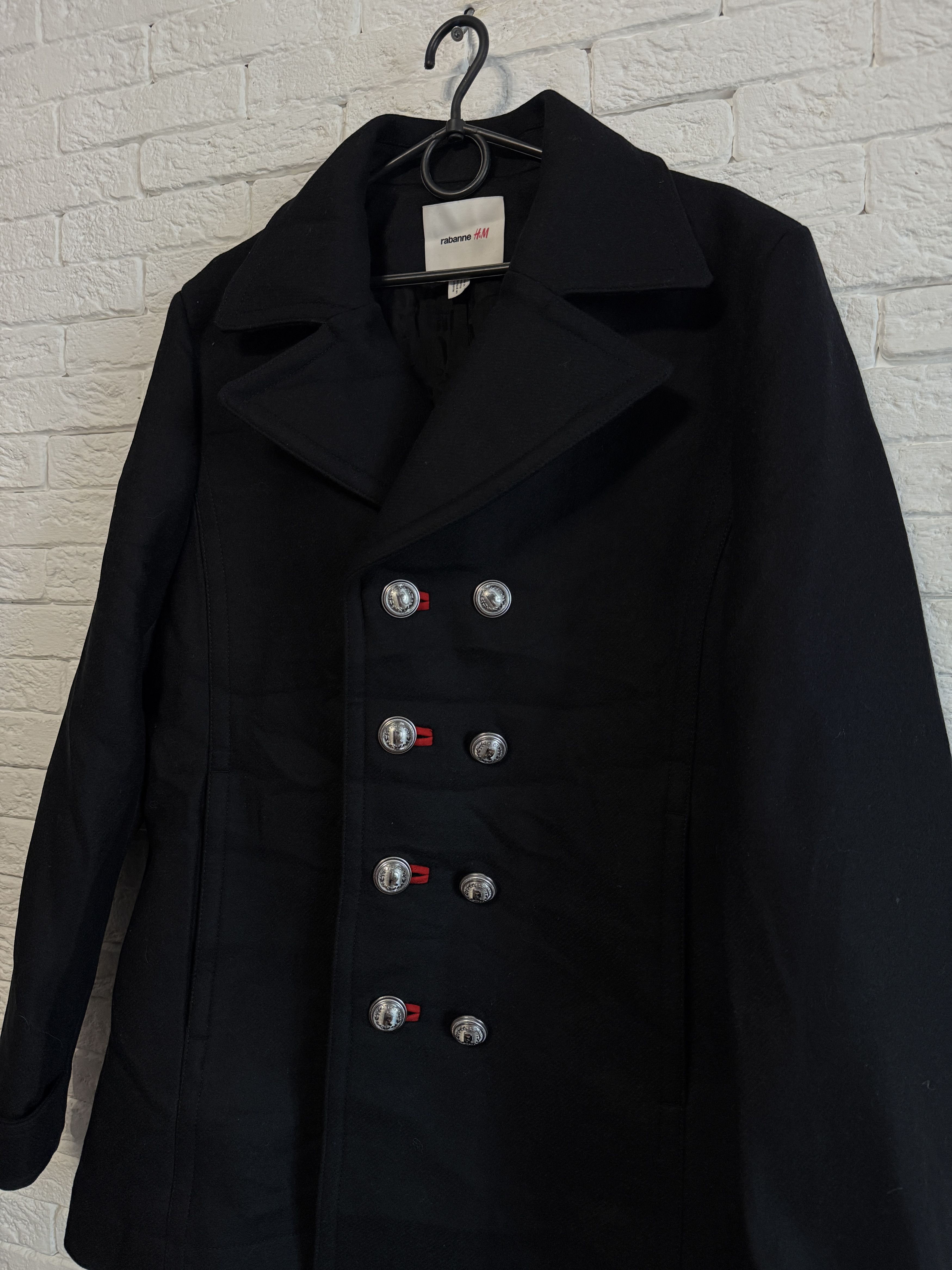 H&M × Paco Rabanne Paco Rabanne x H&M Wool Pea Coat Limited Edition Sz L Size L / US 10 / IT 46 - 3 Thumbnail