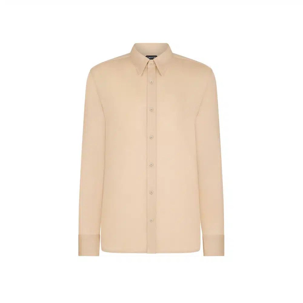 Tom Ford o1sndg0526 JBL014 Sheer Silk Shirt in Beige Size US M / EU 48-50 / 2 - 1 Preview