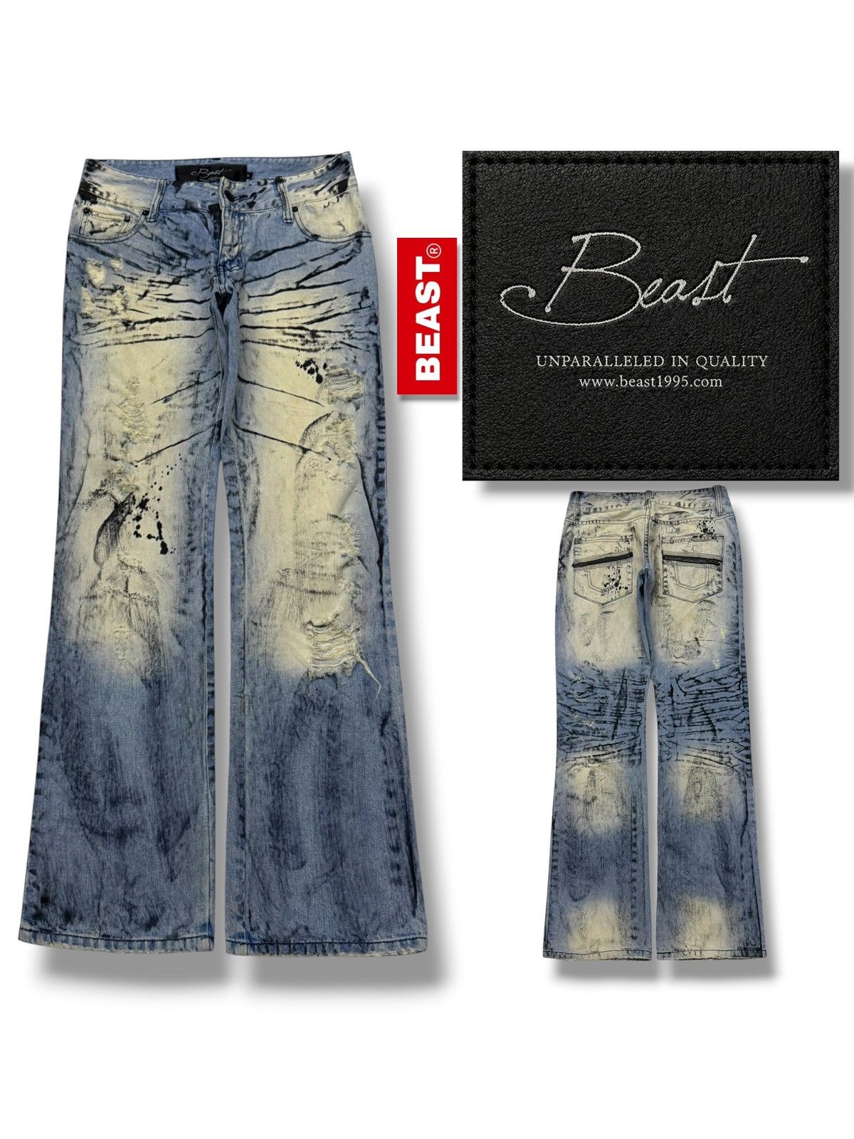 Japanese Brand Vintage Y2K Beast Japanese Distressed Denim Jeans | W31 Size US 31 - 1 Thumbnail
