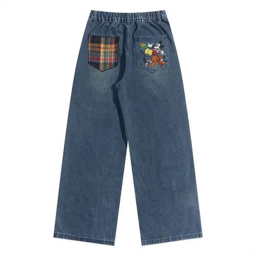 Anime × Japanese Brand × Jean Funny cartoon embroidery boys hip-hop trendy workwear jeans Size US 32 / EU 48 - 2 Thumbnail