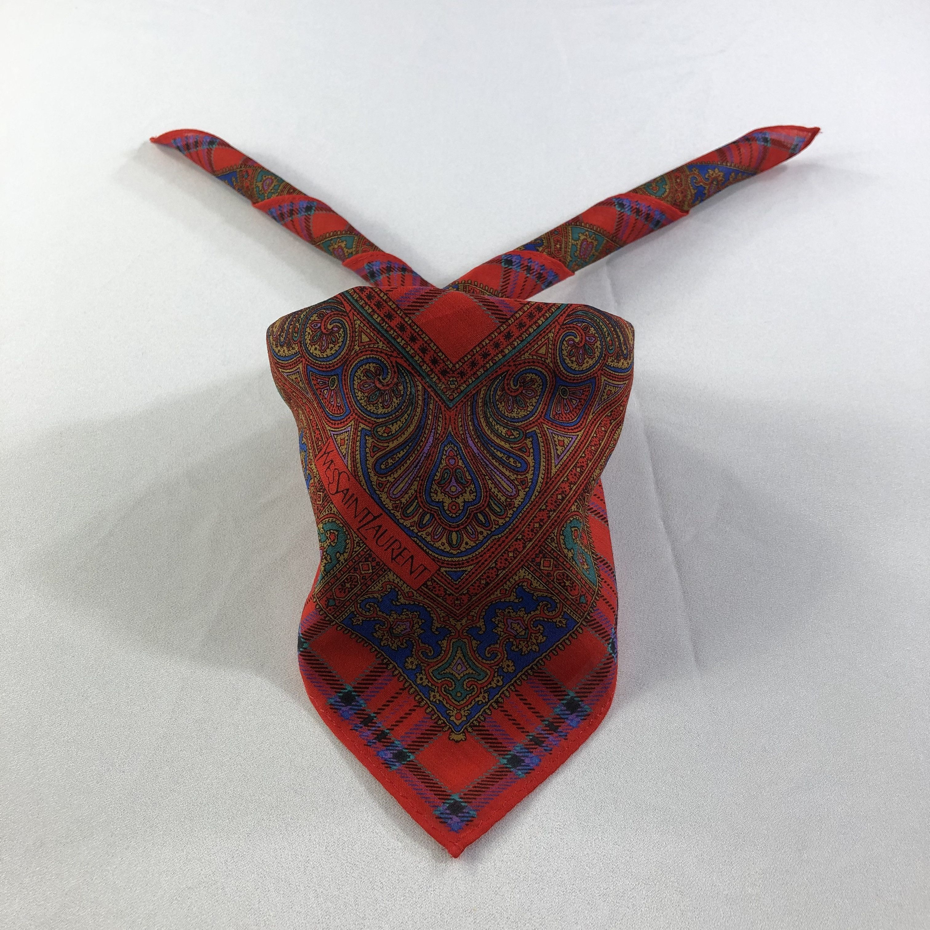 Yves Saint Laurent YSL Luxury Paisley Handkerchief Neckerchief Bandana H1549 Size ONE SIZE - 1 Thumbnail