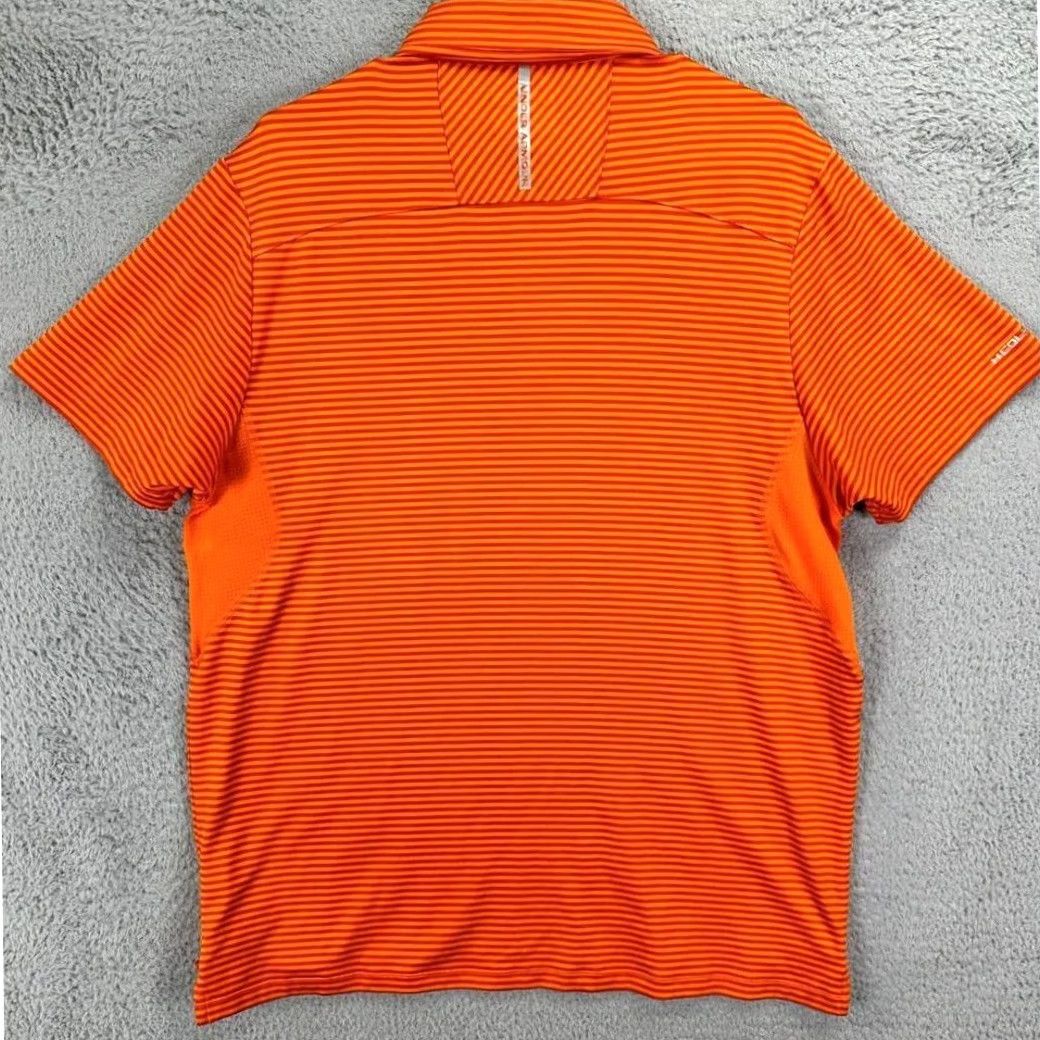 Under Armour Under Armour Golf Polo Shirt Adult Large Orange Stripe Logo Rugby Mens Heat Gear Size US L / EU 52-54 / 3 - 2 Thumbnail