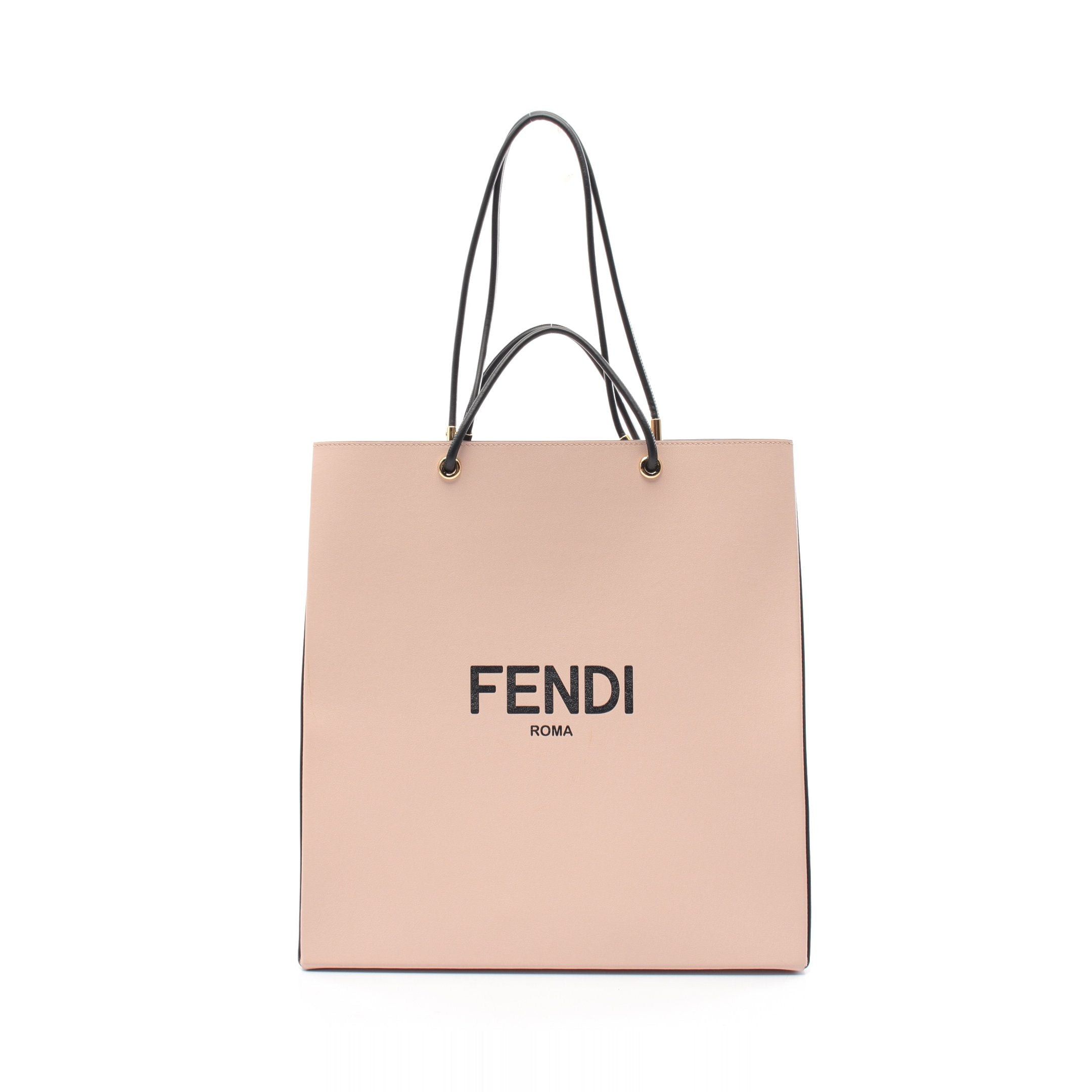 Fendi Fendi Fendi Bag Medium Shopping Shoulder Tote Leather Pink Beige Black Size ONE SIZE - 1 Thumbnail
