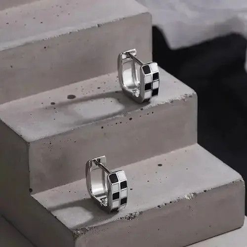 Other Black Lattice Square Shape Earrings Size ONE SIZE - 3 Thumbnail