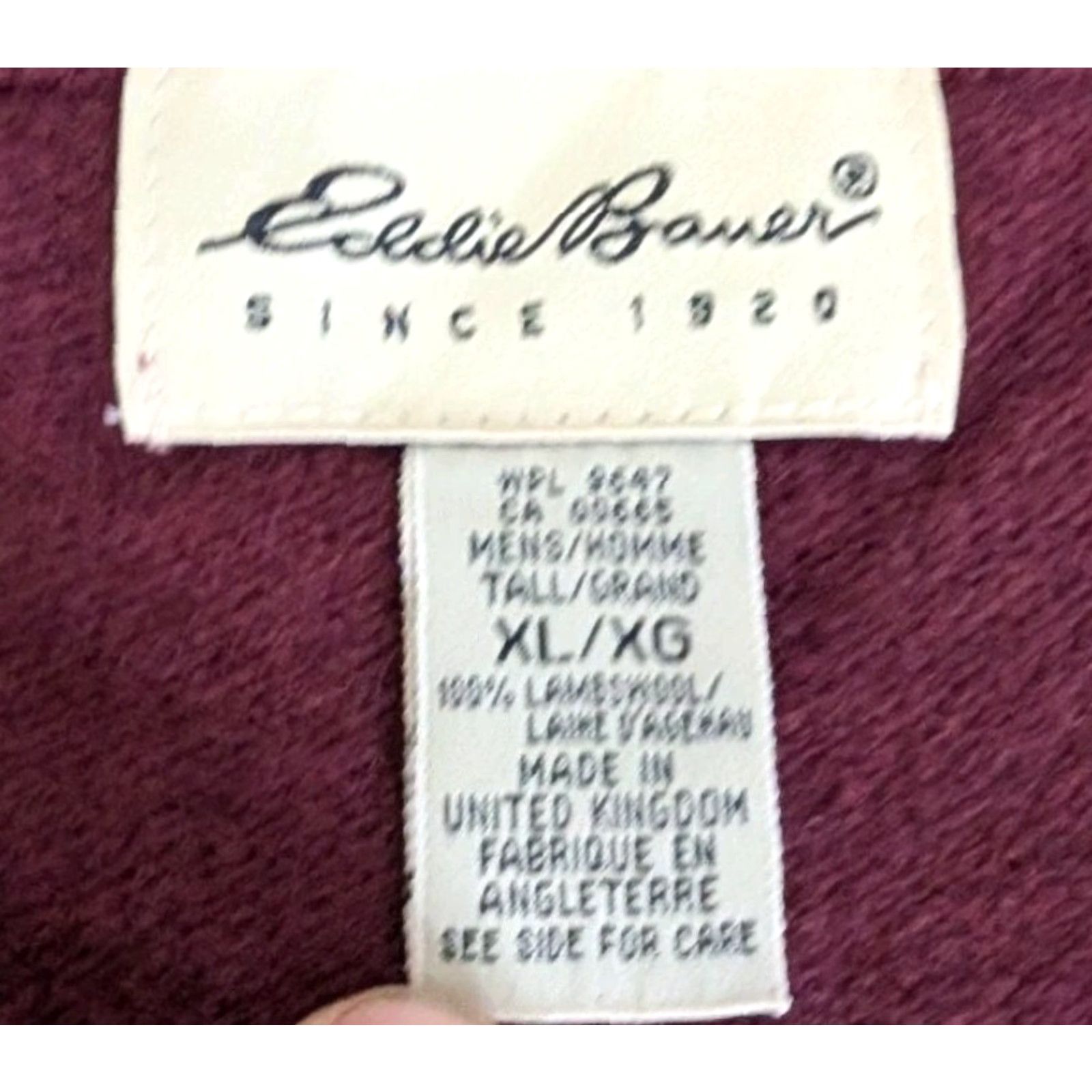 Eddie Bauer VINTAGE Eddie Bauer Sweater Mens XL Burgundy Lambs Wool V-Neck UK Christmas Pullover Knit Solid 90s Mens Size US XL / EU 56 / 4 - 6 Thumbnail