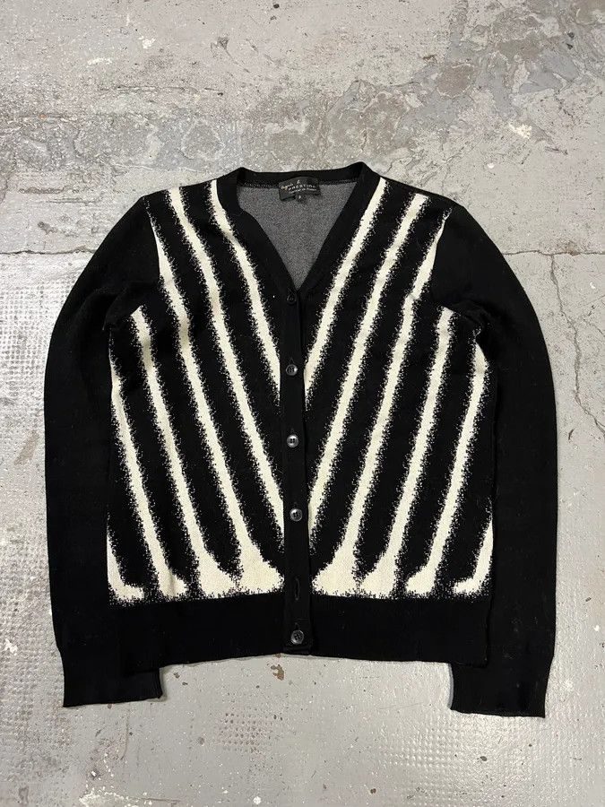 agnes b. Agnes B Black & White Striped Contemporary Cardigan Size S / US 4 / IT 40 - 1 Thumbnail