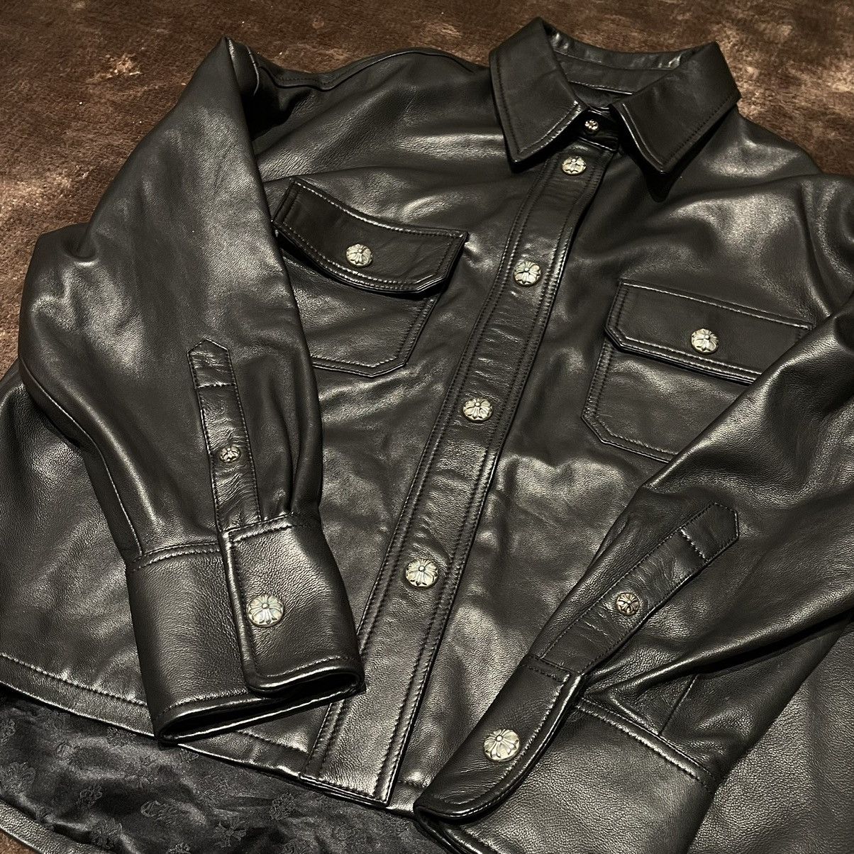 Chrome Hearts Chrome Hearts Black Leather Button Jacket Size US S / EU 44-46 / 1 - 10 Thumbnail