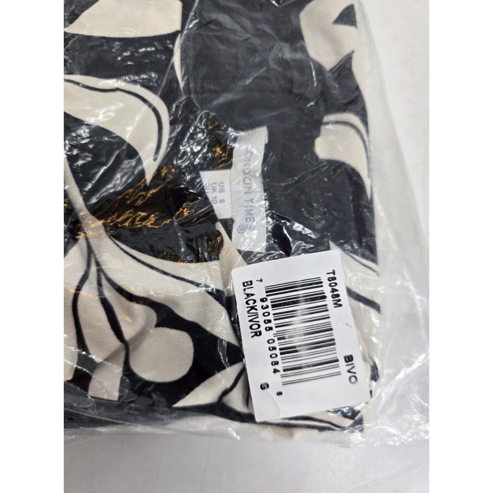 Vintage London Times Women's Floral Sleeveless Midi Sheath Dress - Black/Ivory Sz 6 Size M / US 6-8 / IT 42-44 - 7 Thumbnail