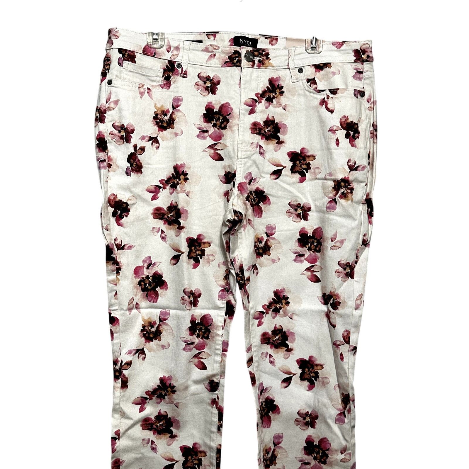 Other NYDJ Jeans Floral Sheri Slim Ankle Length Cream/Pink 14 NWT Size 36" / US 14 / IT 50 - 3 Thumbnail