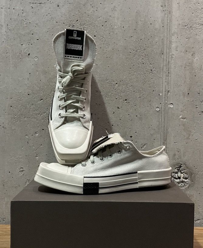 image of Converse x Rick Owens Turbodrk Low-Top Sneakers In Off White, Men's (Size 9)