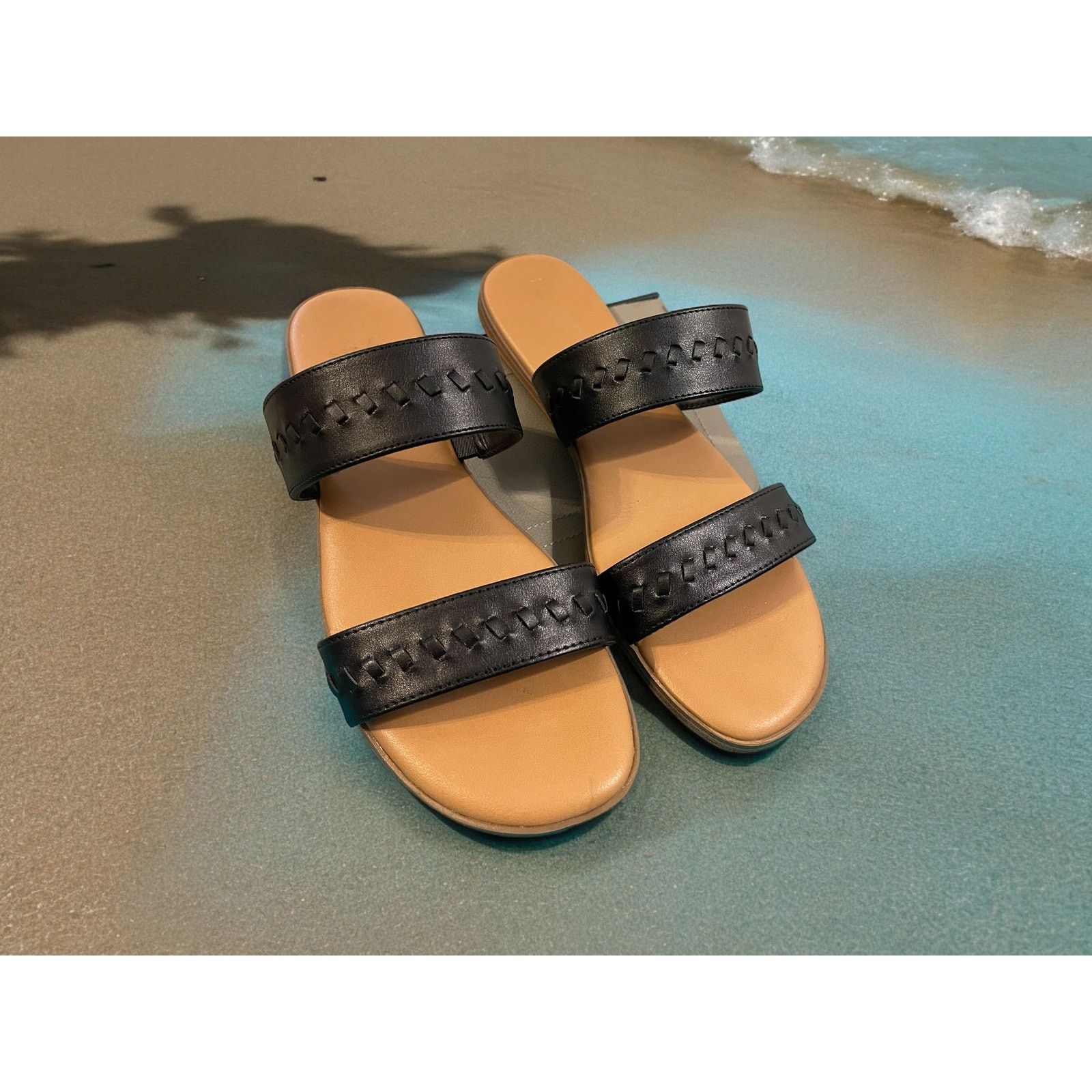 Unknown London Slip on Black Sandals Lauren Conrad Shoes Size 10 Flats Size US 10 / IT 40 - 3 Thumbnail