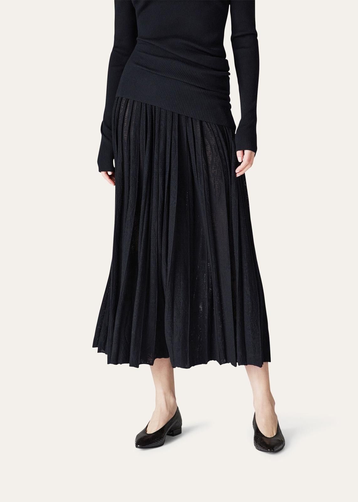 Loro Piana o1srvl11e1224 Diavolezza Virgin Wool Skirt in Black Size 26" / US 2 / IT 38 - 1 Thumbnail