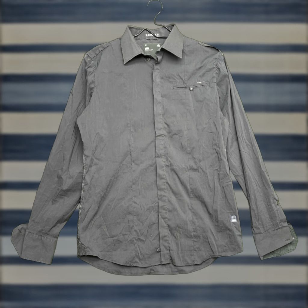 G-Star G-Star Raw Button-Up Shirt Mens M Long Sleeve Grunge Designer Grey Size US M / EU 48-50 / 2 - 1 Thumbnail