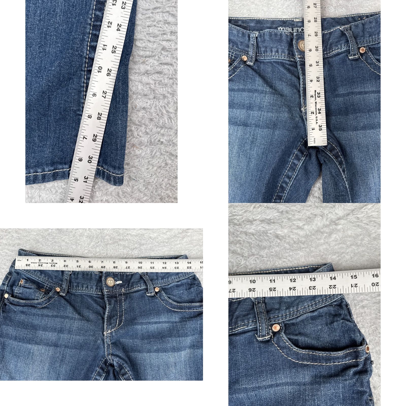 Vintage Maurices Jeans Women 3 Bootcut Denim Blue 28x31 Slim Regular 5-Pocket Stretch Cotton Size 26" / US 2 / IT 38 - 8 Thumbnail