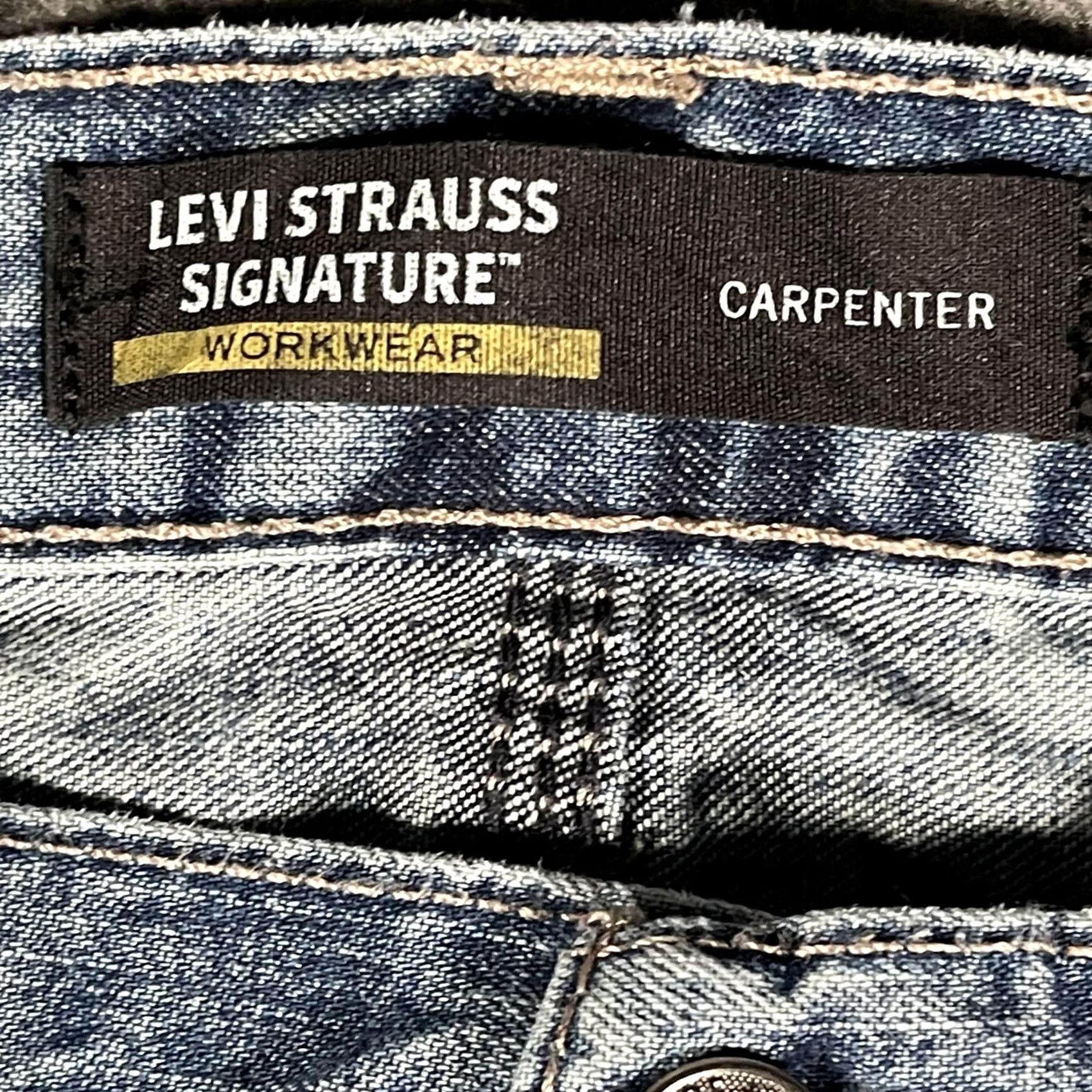 Vintage Levi Strauss Signature Jeans Mens 48x30 Blue Carpenter Relaxed Fit Workwear Denim Jeans Mens Big & Tall Modern 90s Style Hammer Loop Pocket Logo Size US 32 / EU 48 - 5 Thumbnail