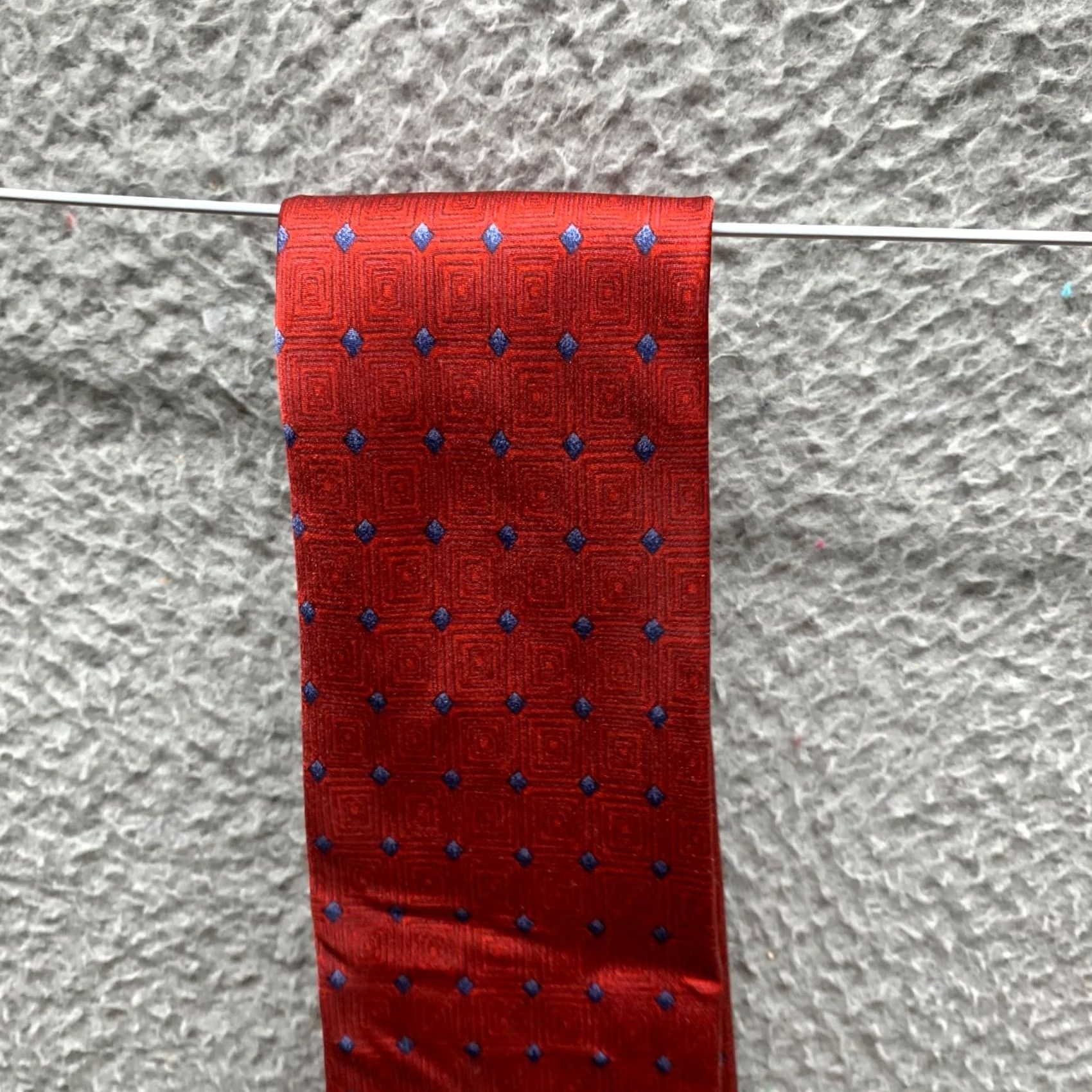 Vintage VINTAGE Charleston Tie Rack Tie Red Blue Diamond Mens 3.75 Inch 100% Silk Neck Size ONE SIZE - 5 Thumbnail