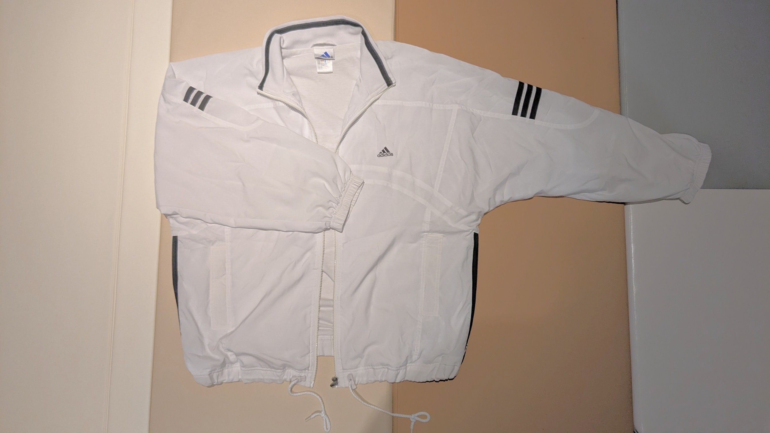 Adidas × Vintage Vintage adidas Y2K Nylon White Jacket Size US L / EU 52-54 / 3 - 3 Thumbnail