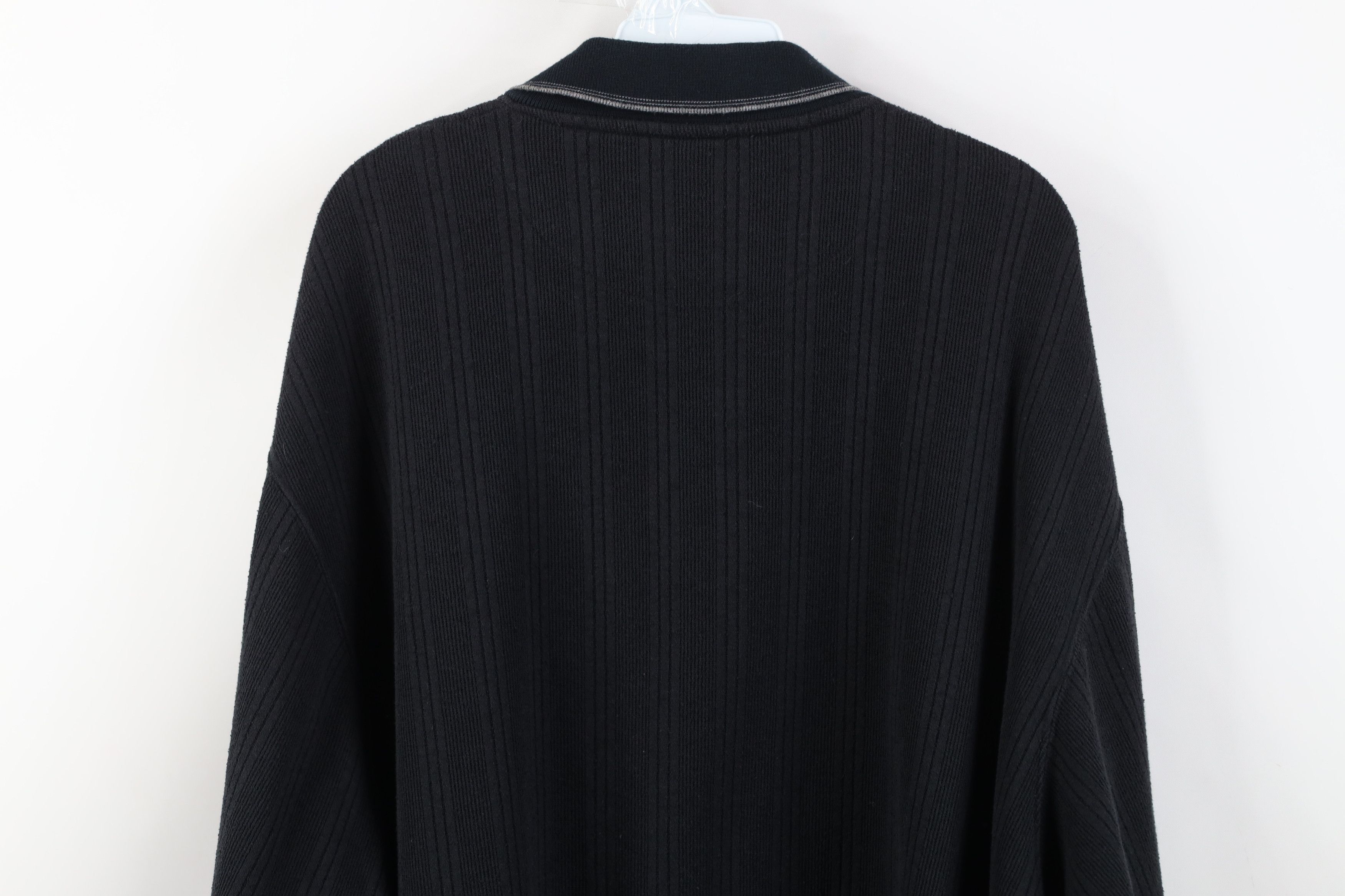 Vintage Vintage 90s Streetwear Ribbed Knit Long Sleeve Polo Black Size US XXL / EU 58 / 5 - 10 Thumbnail