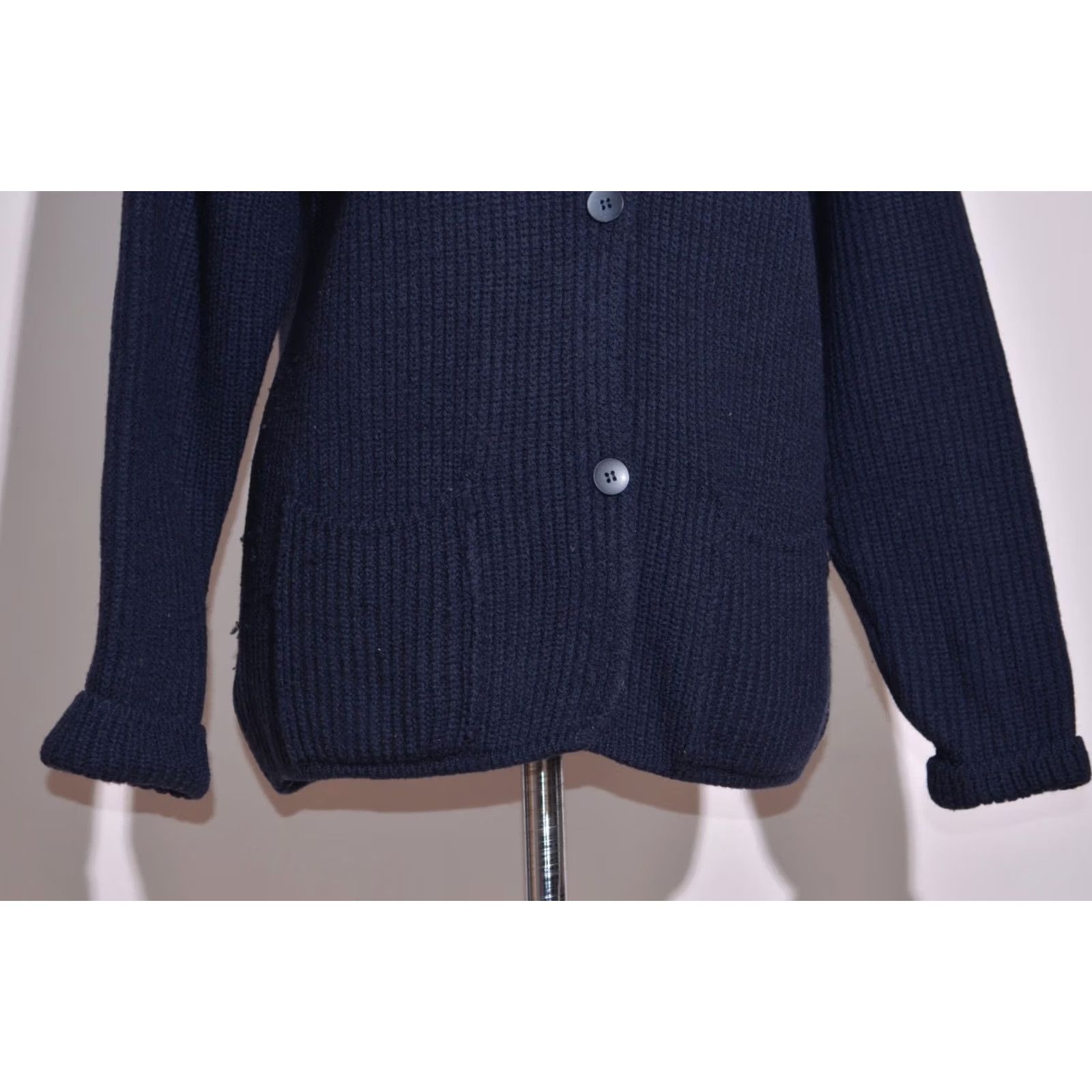 Vintage VINTAGE Armani Jeans Cardigan Women Wool Navy Blue Italy Wool Knit UK12 Size XL / US 12-14 / IT 48-50 - 3 Thumbnail
