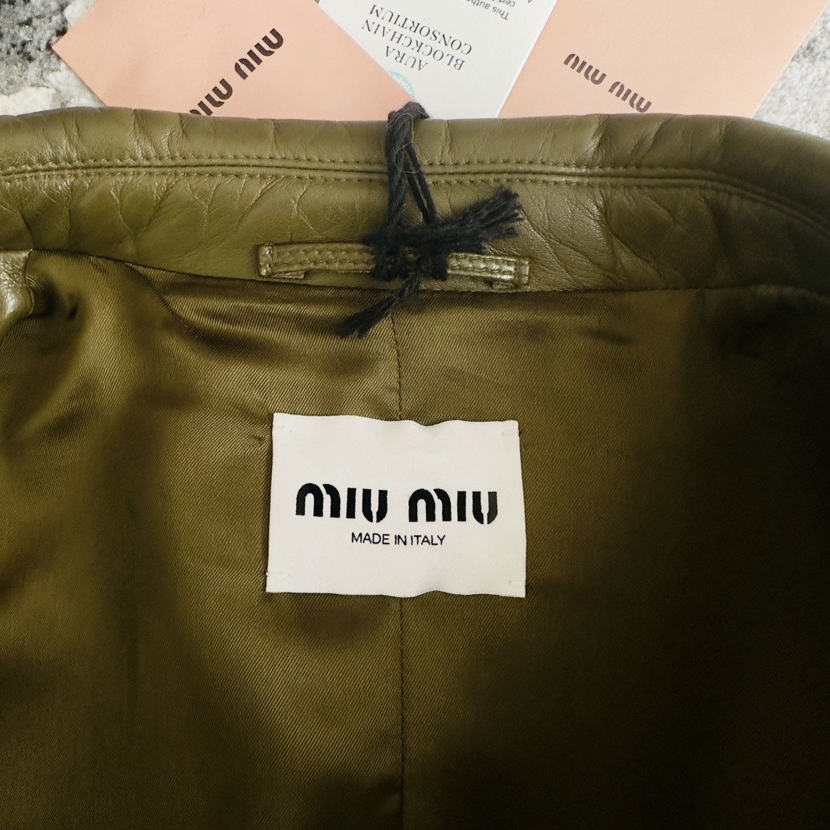Miu Miu MIU MIU Nappa Leather Jacket in Mossy Green Size US L / EU 52-54 / 3 - 7 Thumbnail