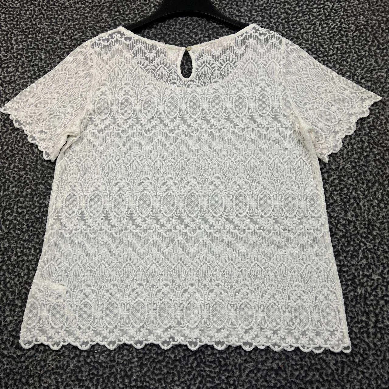 H&M H&M Lace Blouse Women 14 Floral Summer Top Round Neck Size XL / US 12-14 / IT 48-50 - 2 Thumbnail